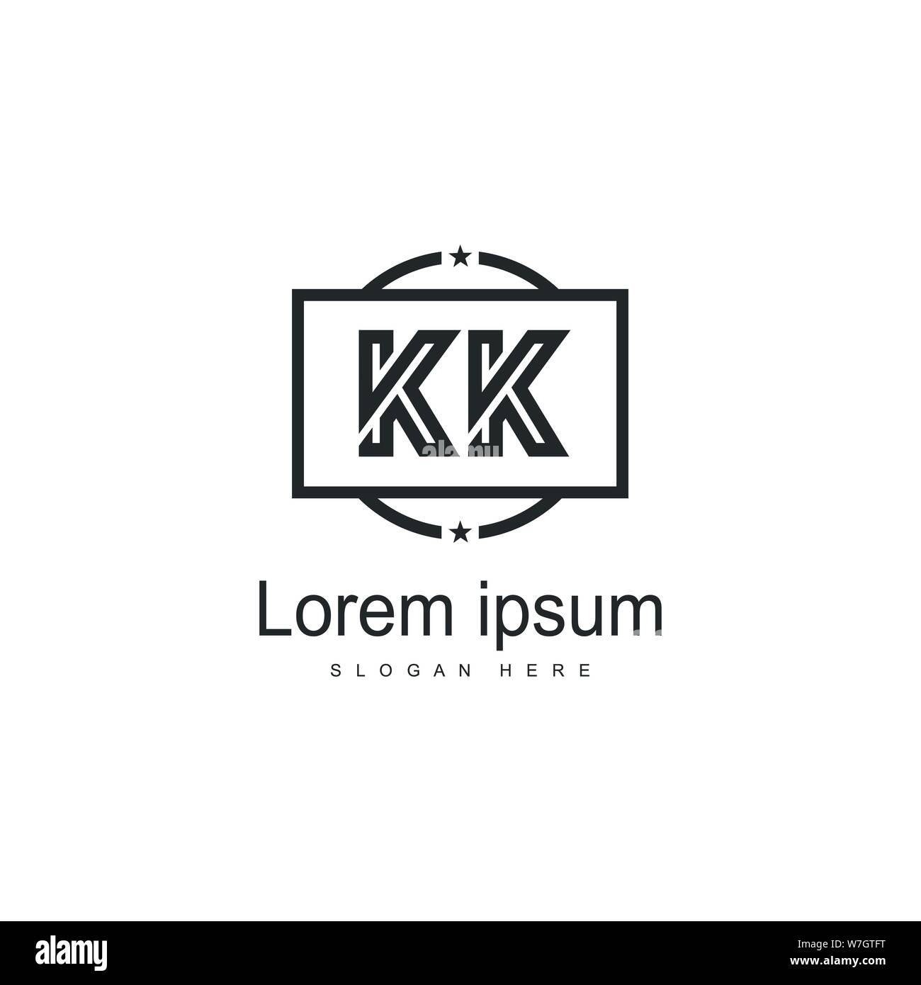 Initial KK logo template with modern frame. Minimalist KK letter logo