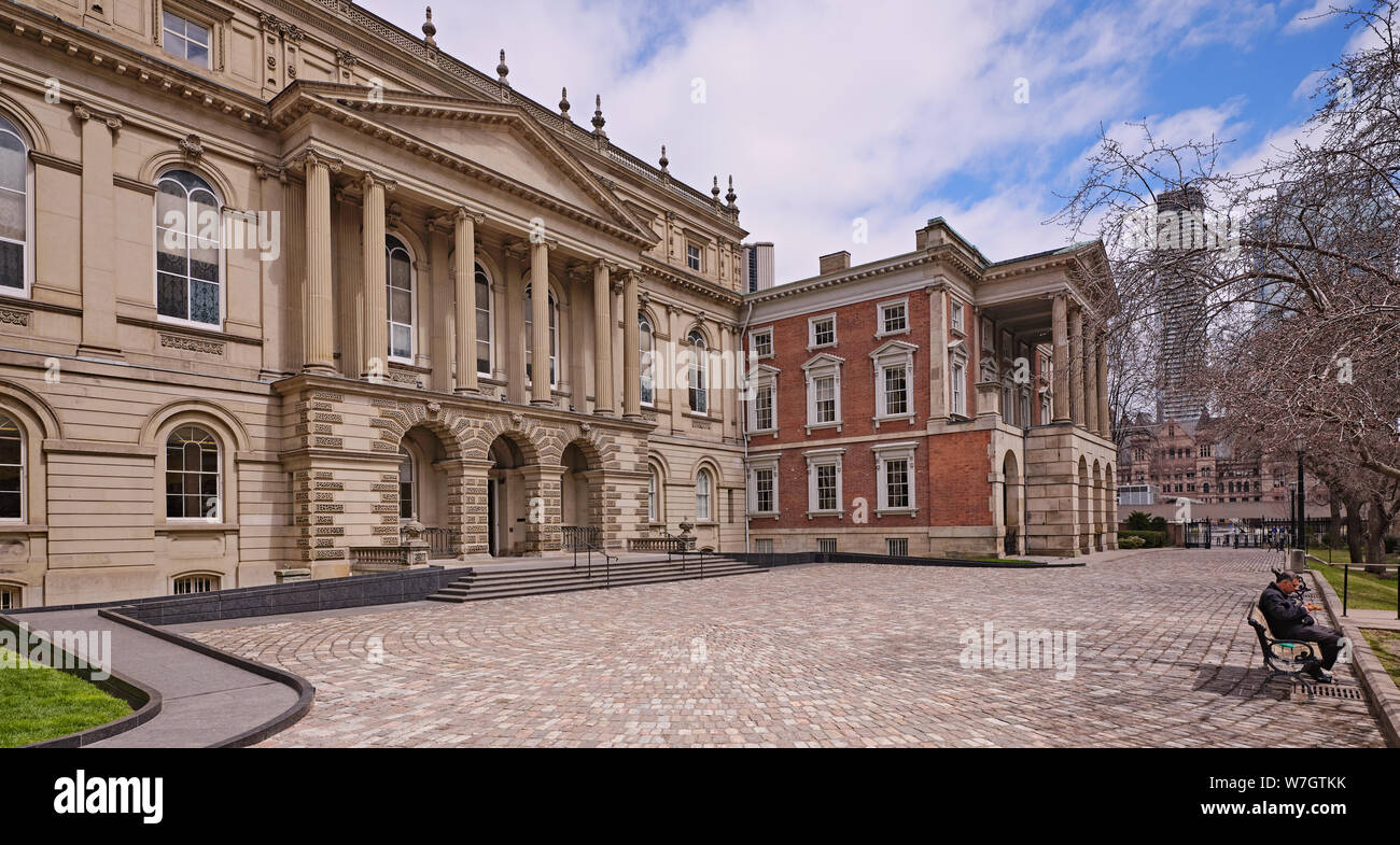 Osgoode Hall is a landmark building in downtown Toronto, Ontario, Canada. The original 2 1⁄2-storey building was started in 1829 and finished in 1832 Stock Photo