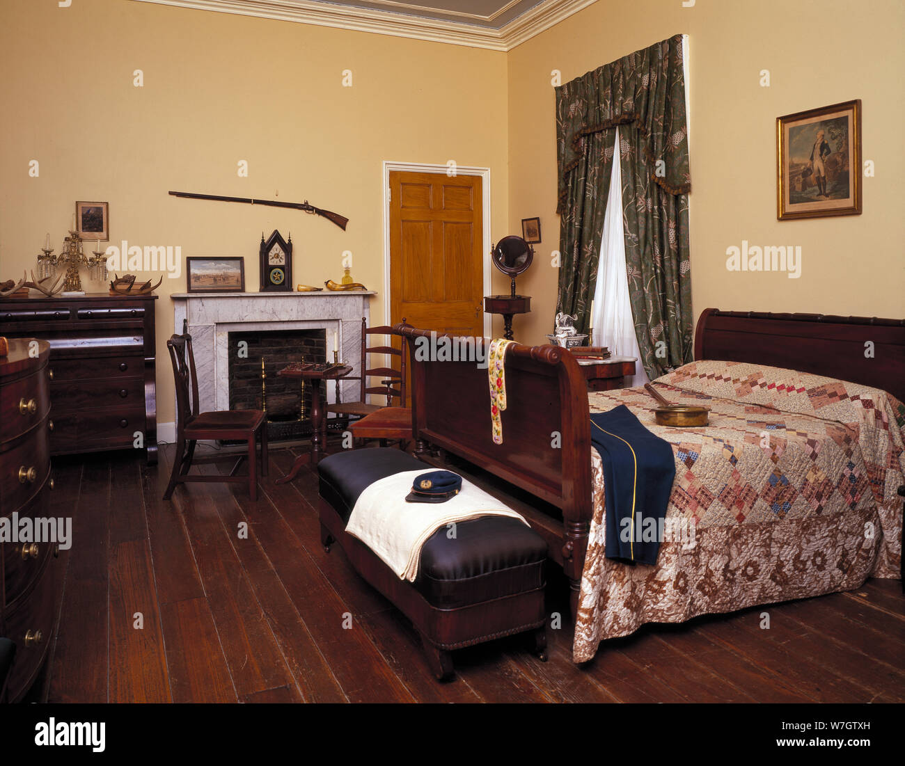 Bedroom at Robert E. Lee's Arlington House mansion, Arlington, Virginia