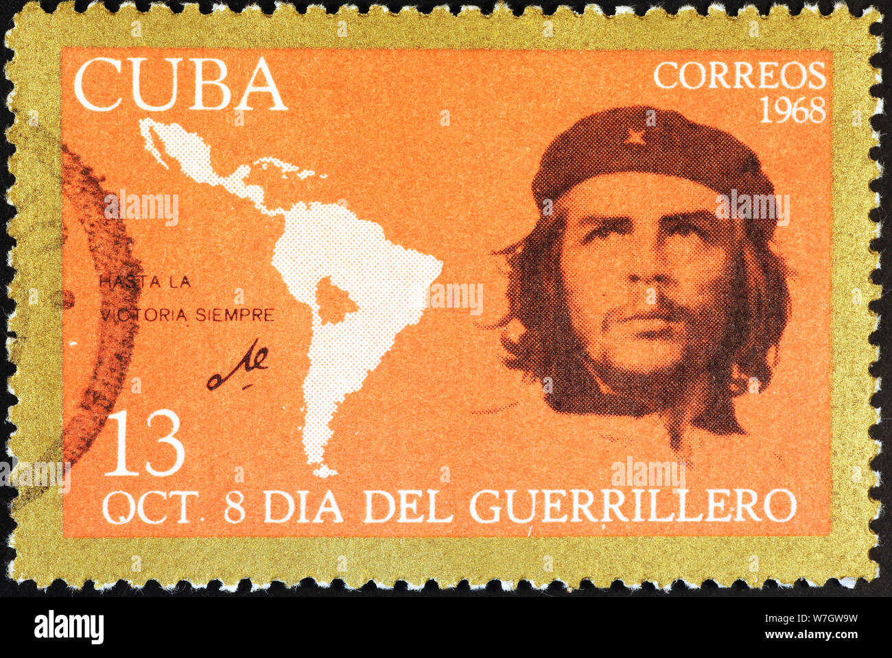 General Che Guevara on cuban postage stamp Stock Photo