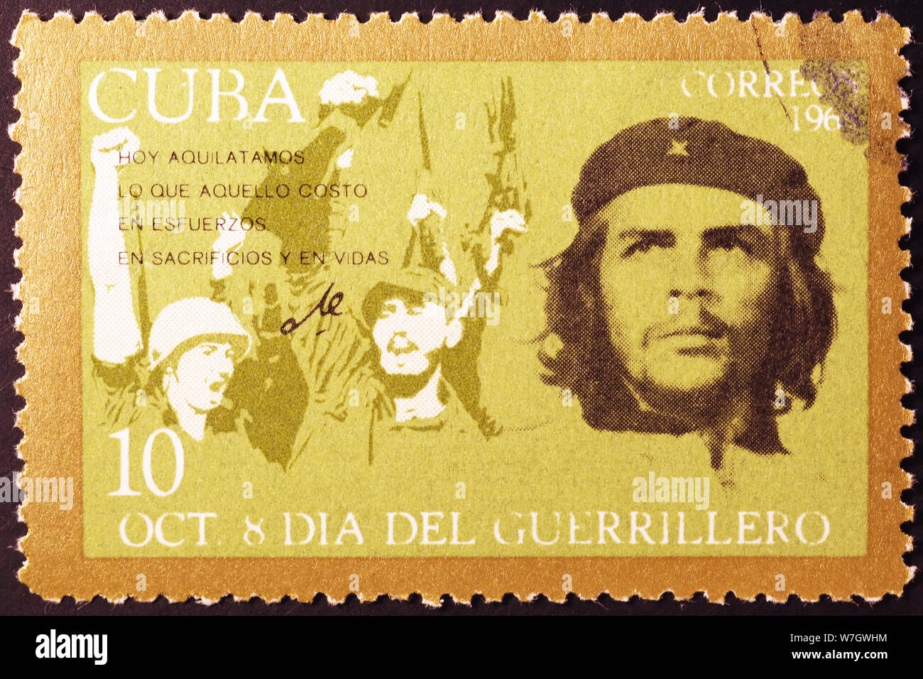 Che Guevara and guerrilleros on cuban postage stamp Stock Photo