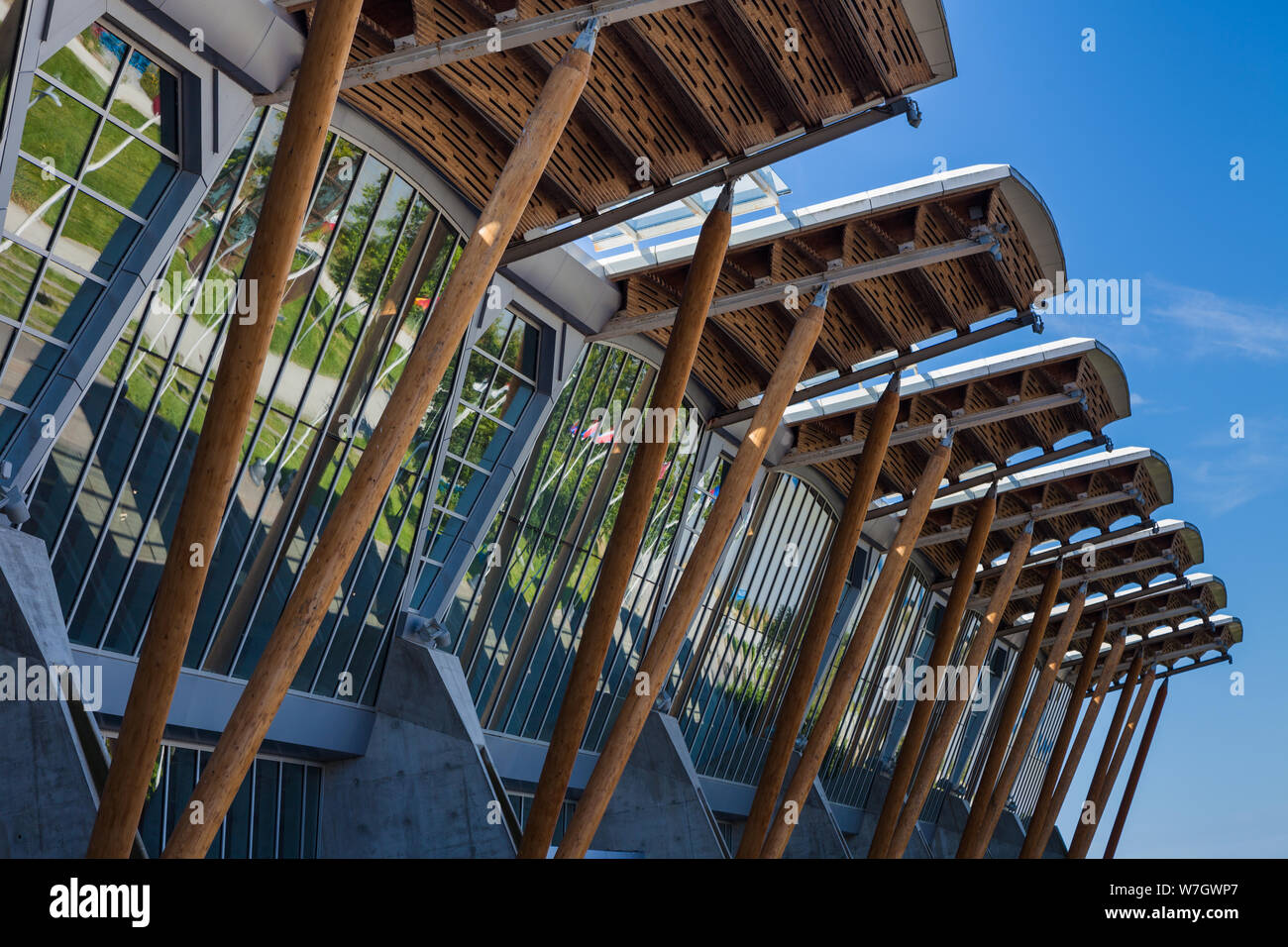 Architectural features of the Richmond Olympic Oval in British Columbia Canada Stock Photo