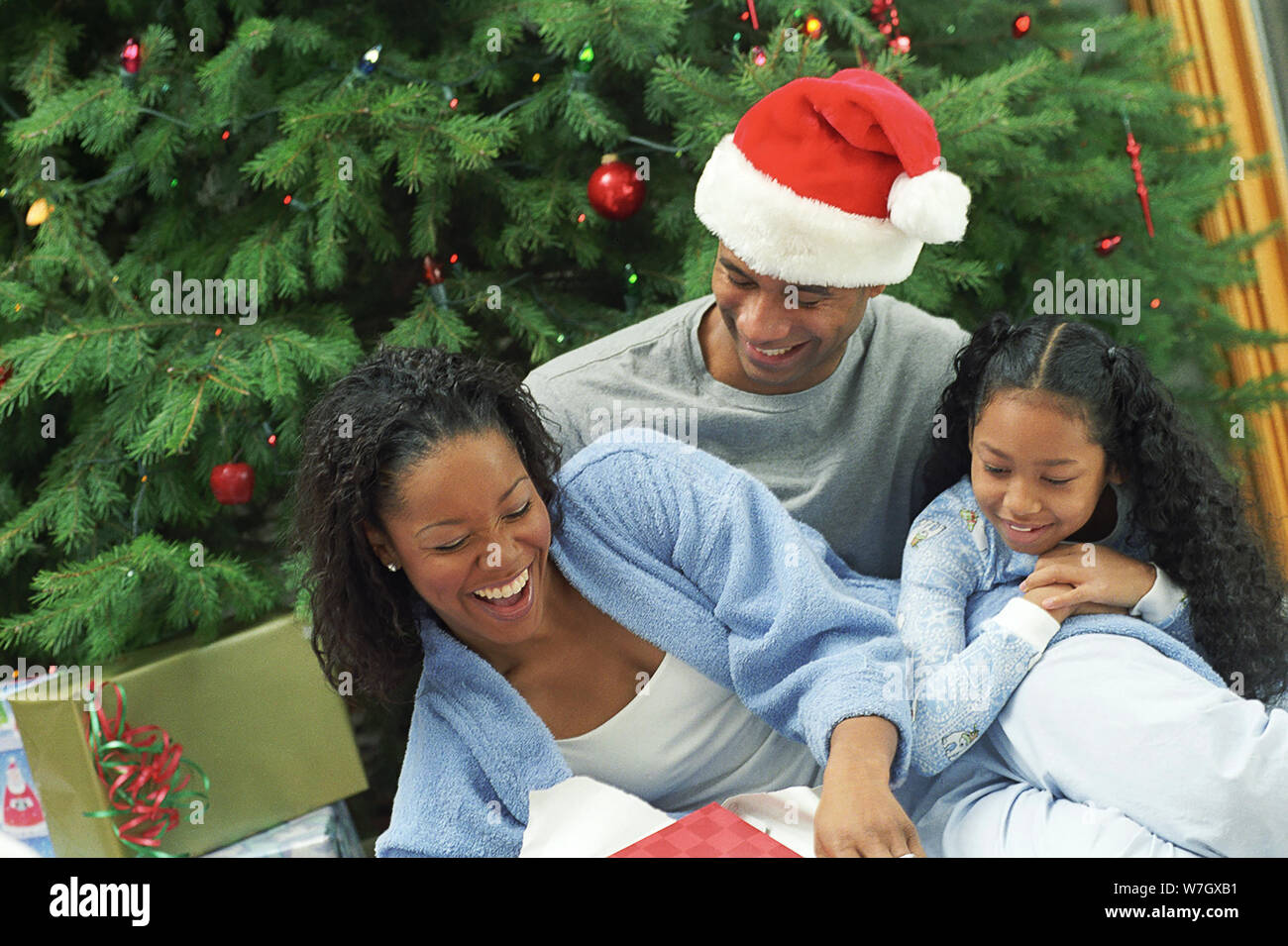 Family together on Christmas Stock Photo