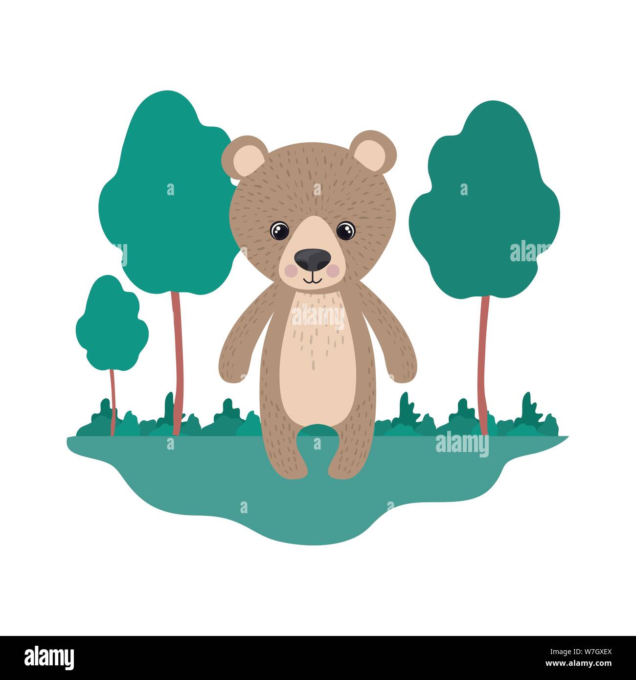 cute bear with background landscape Stock Vector Image & Art - Alamy