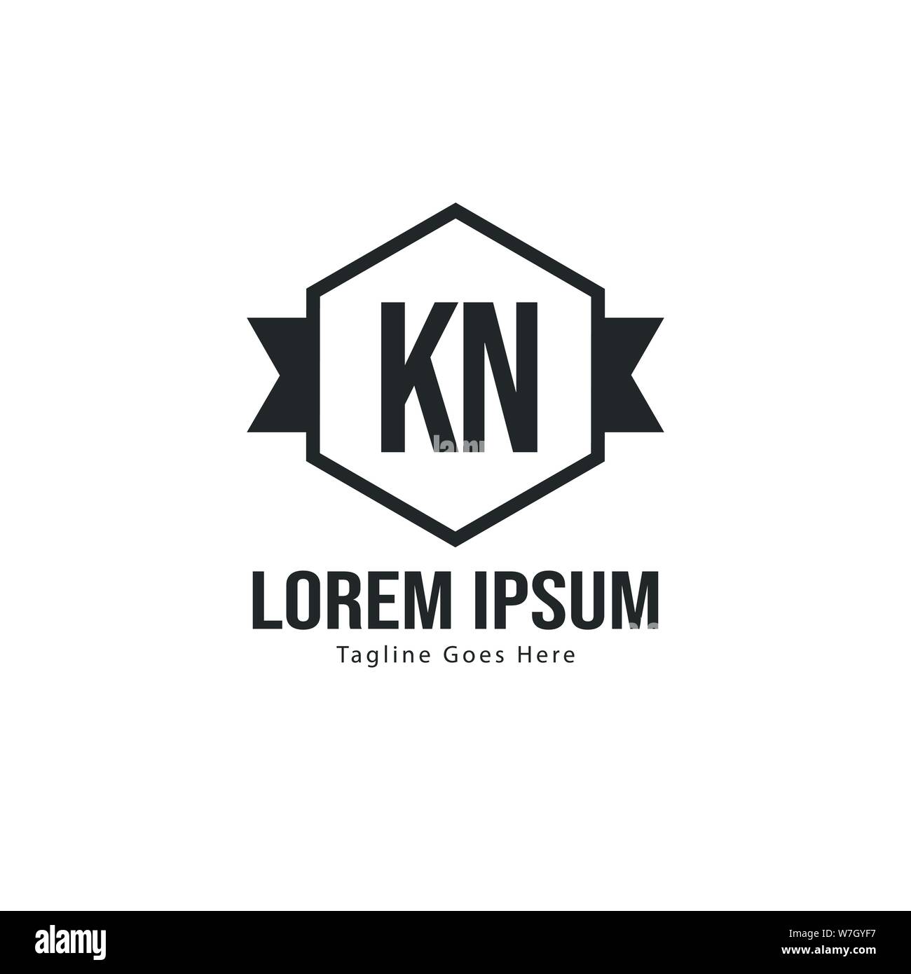 Initial KN logo template with modern frame. Minimalist KN letter logo