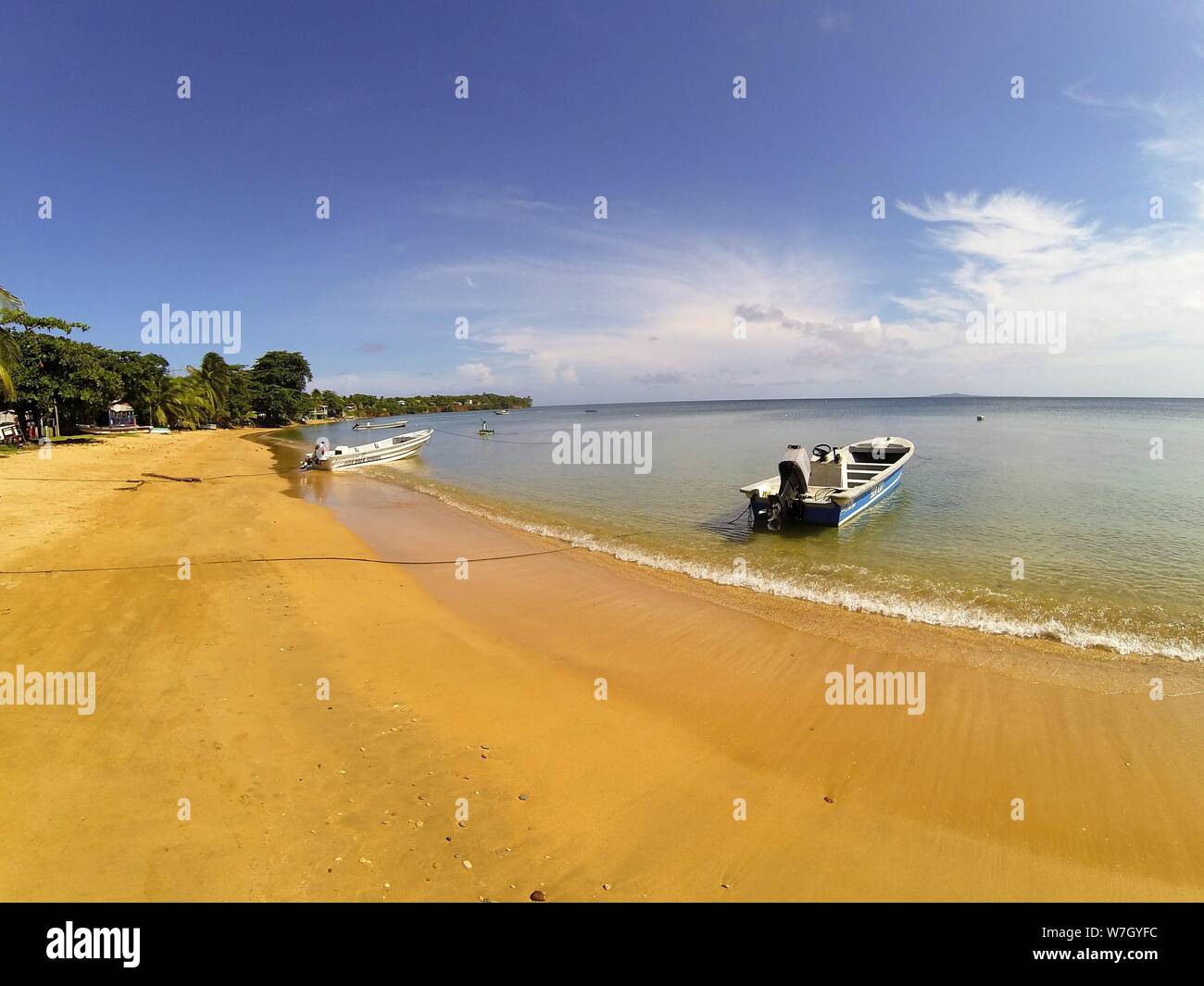 The tropical beach of Little Corn Island in the Corn Islands in Nicaragua. Caribbean coast Stock