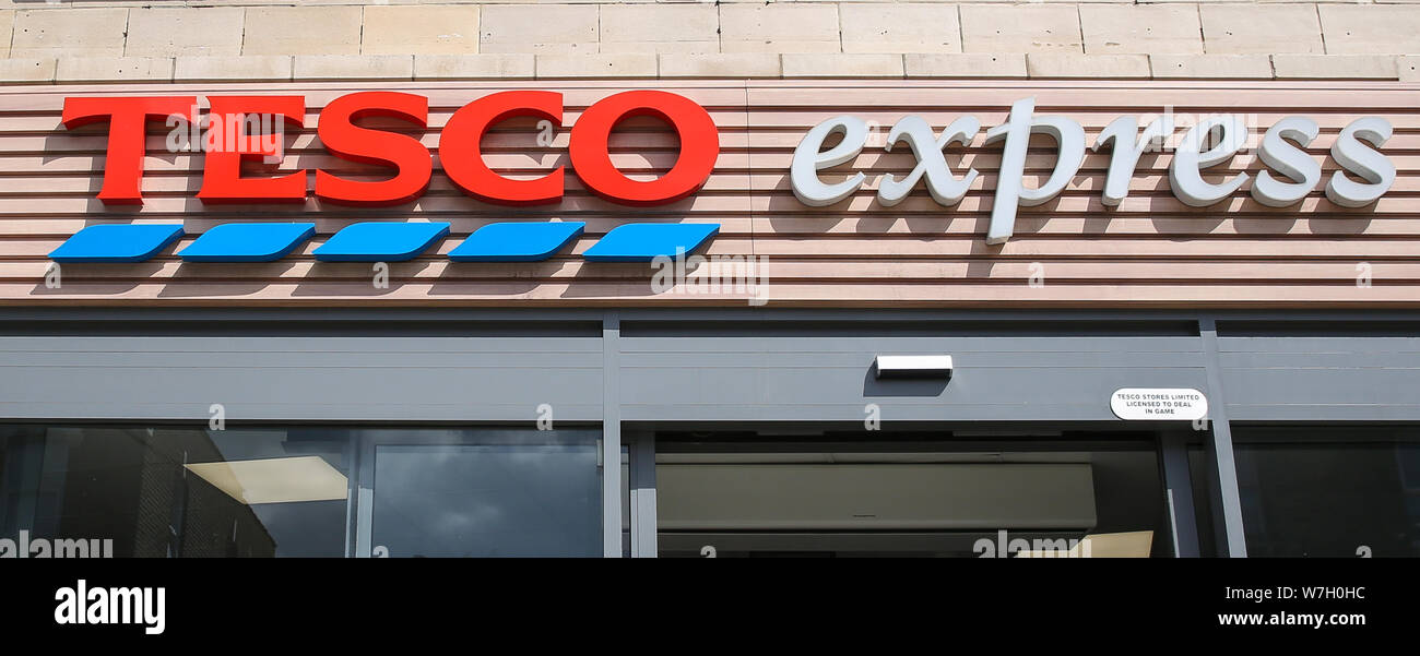 London, UK. 6th Aug, 2019. Tesco Express sign outside a store in London, UK. Credit: Steve Taylor/SOPA Images/ZUMA Wire/Alamy Live News Stock Photo