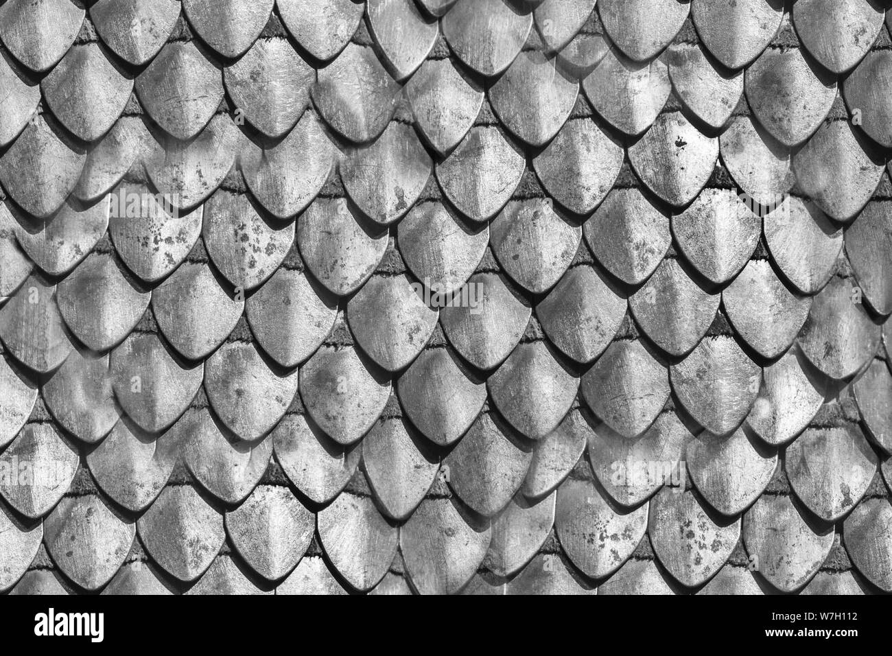 Stell armour seamless element made of the steel plates. Knight protection suite. Stock Photo