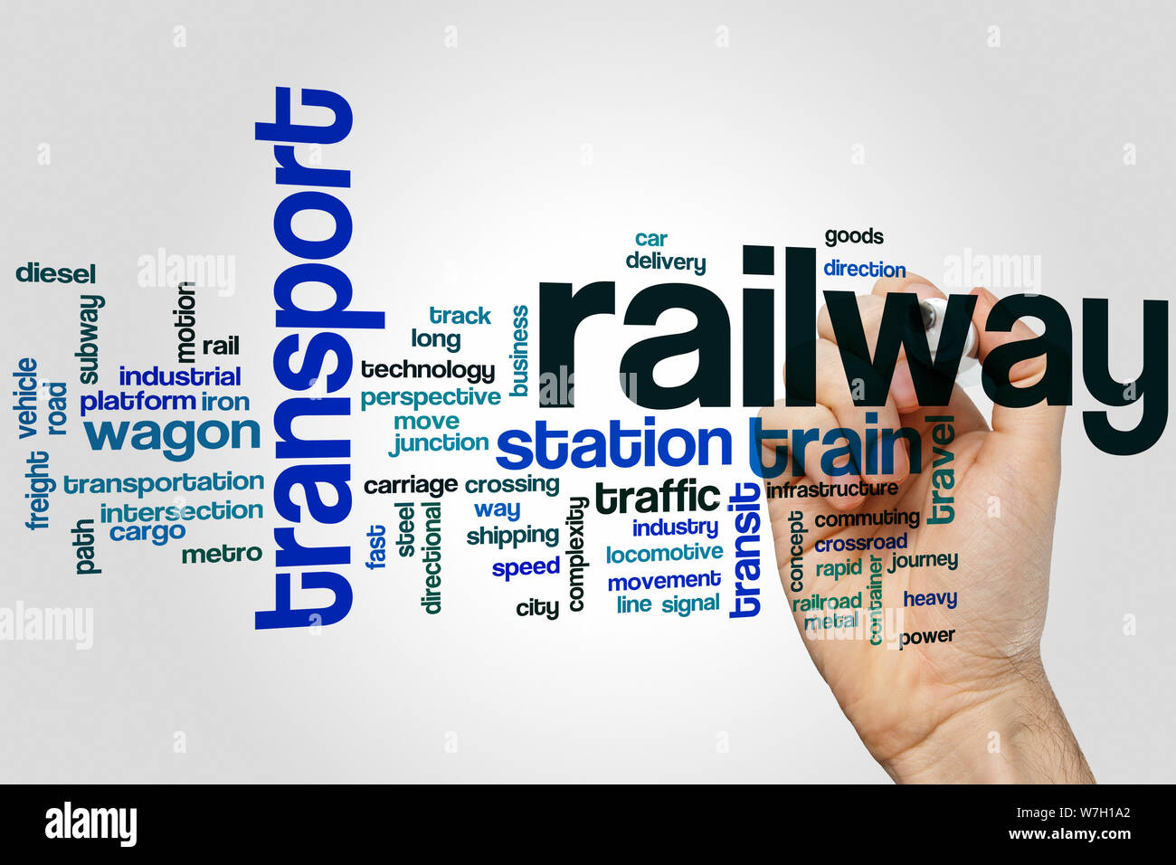 Railway word cloud concept Stock Photo Alamy