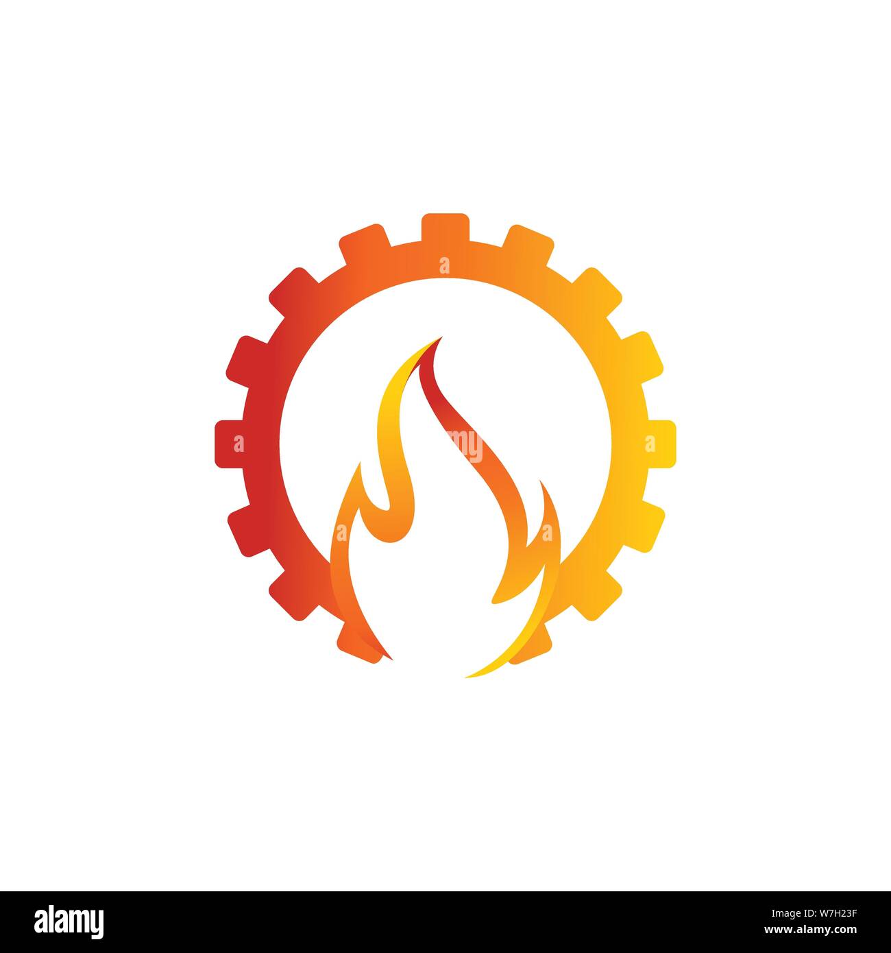 Gear and flame ignition or gas energy industrial logo design template