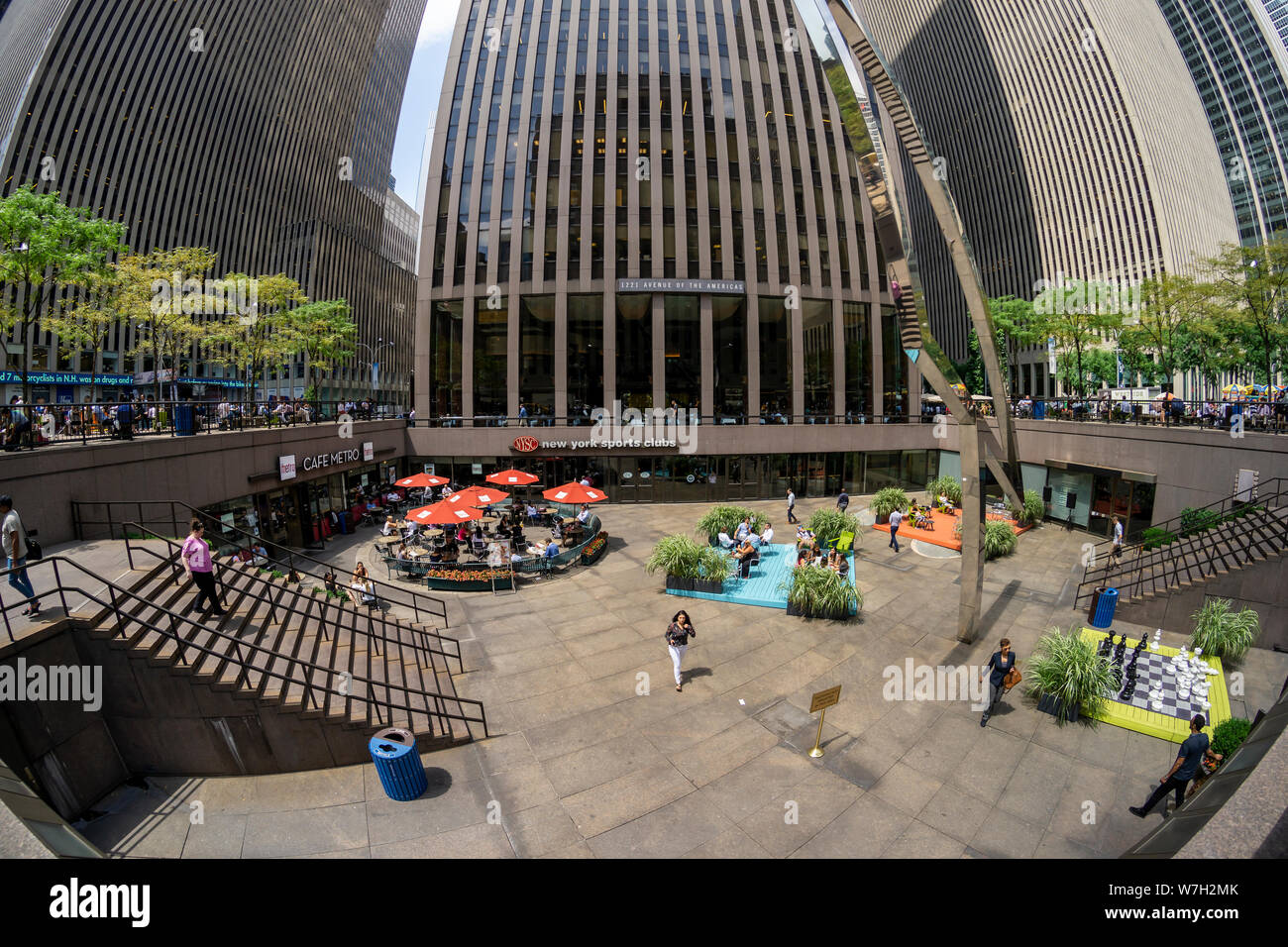 Renovated plaza of 1221 Sixth Avenue in Midtown Manhattan in New York on Thursday, August 1, 2019.  (© Richard B. Levine) Stock Photo