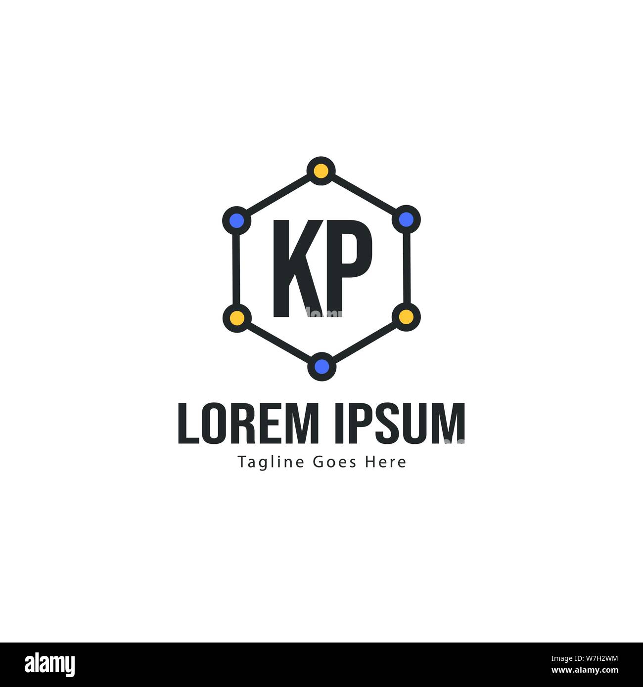 Initial KP logo template with modern frame. Minimalist KP letter logo vector illustration design Stock Vector
