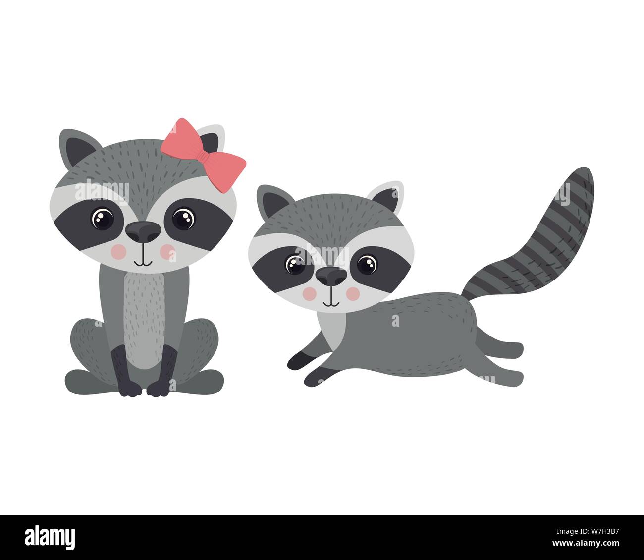 cute couple of raccoons on white background Stock Vector Image & Art ...
