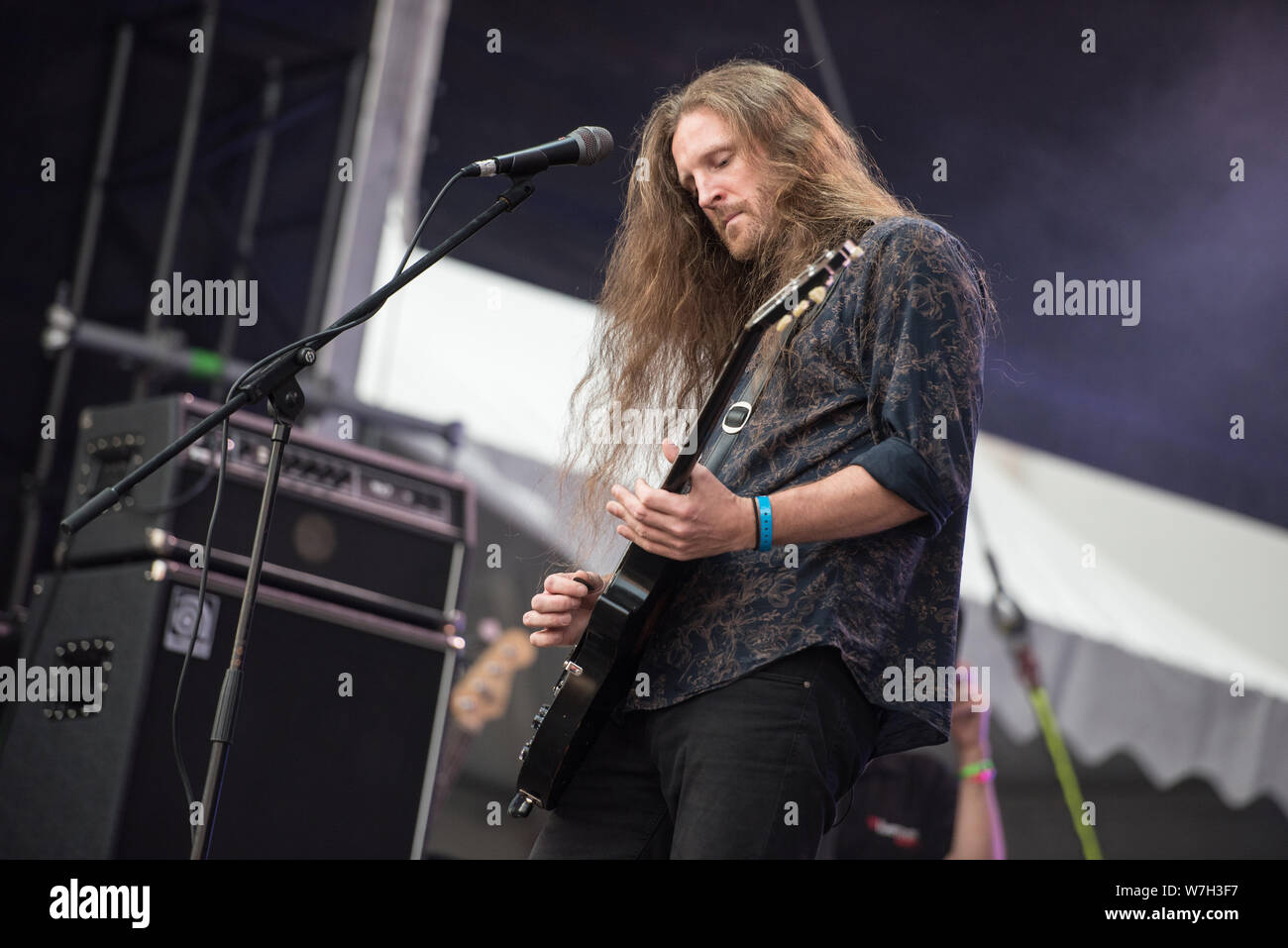 SIBIU, ROMANIA - JULY 27, 2019: French post-metal band Alcest performing a  live concert on the stage at Artmania Festival Stock Photo - Alamy