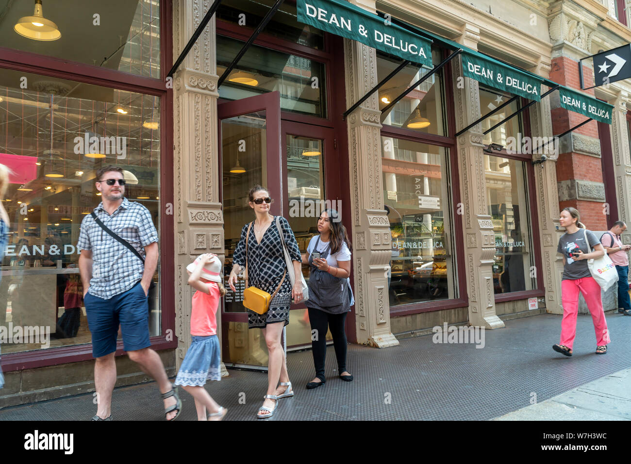 The upscale original Dean & DeLuca store in Soho in New York on Saturday, August 3, 2019. Facing competition from a myriad of other sources the trail-blazing Dean & DeLuca has amassed a number of unpaid bills and is not being supplied by some of its vendors. (© Richard B. Levine) Stock Photo