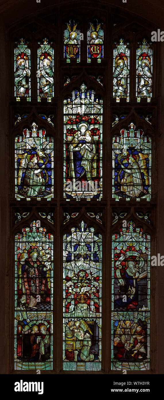 Stained glass window c 1892 by C E. Kempe, Bildeston church, Suffolk