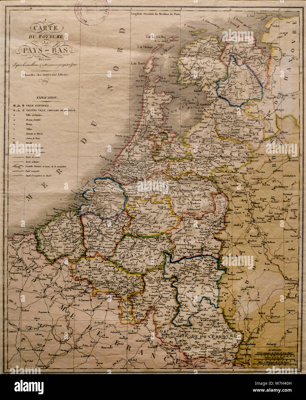 1819 map of the United Kingdom of the Netherlands / Carte du Royaume des  Pays-Bas by Ferra ainé Stock Photo - Alamy