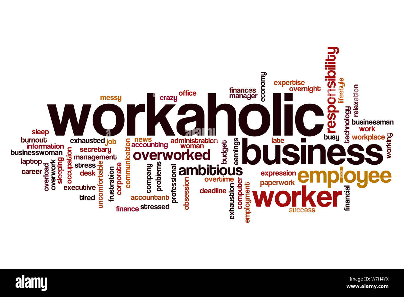 Workaholic word cloud Stock Photo