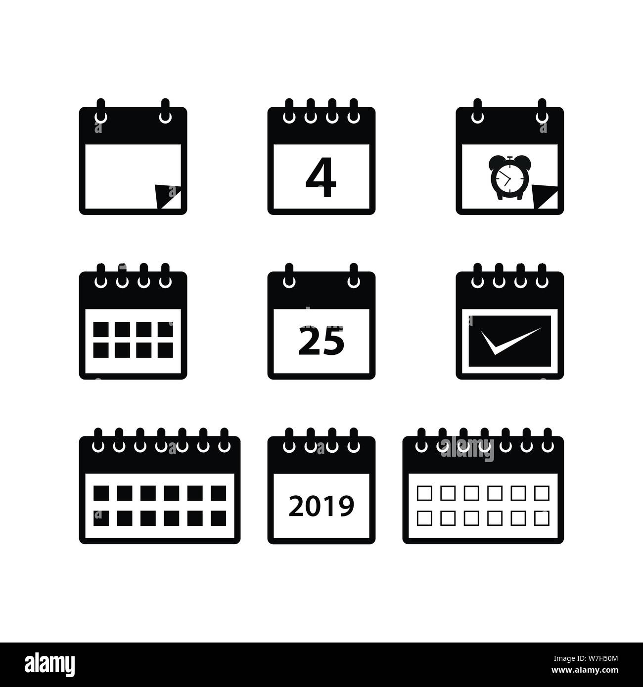 Calendar icons for web design, calendar symbol, flat calendar, graphic element, web design, calendar sign Stock Vector