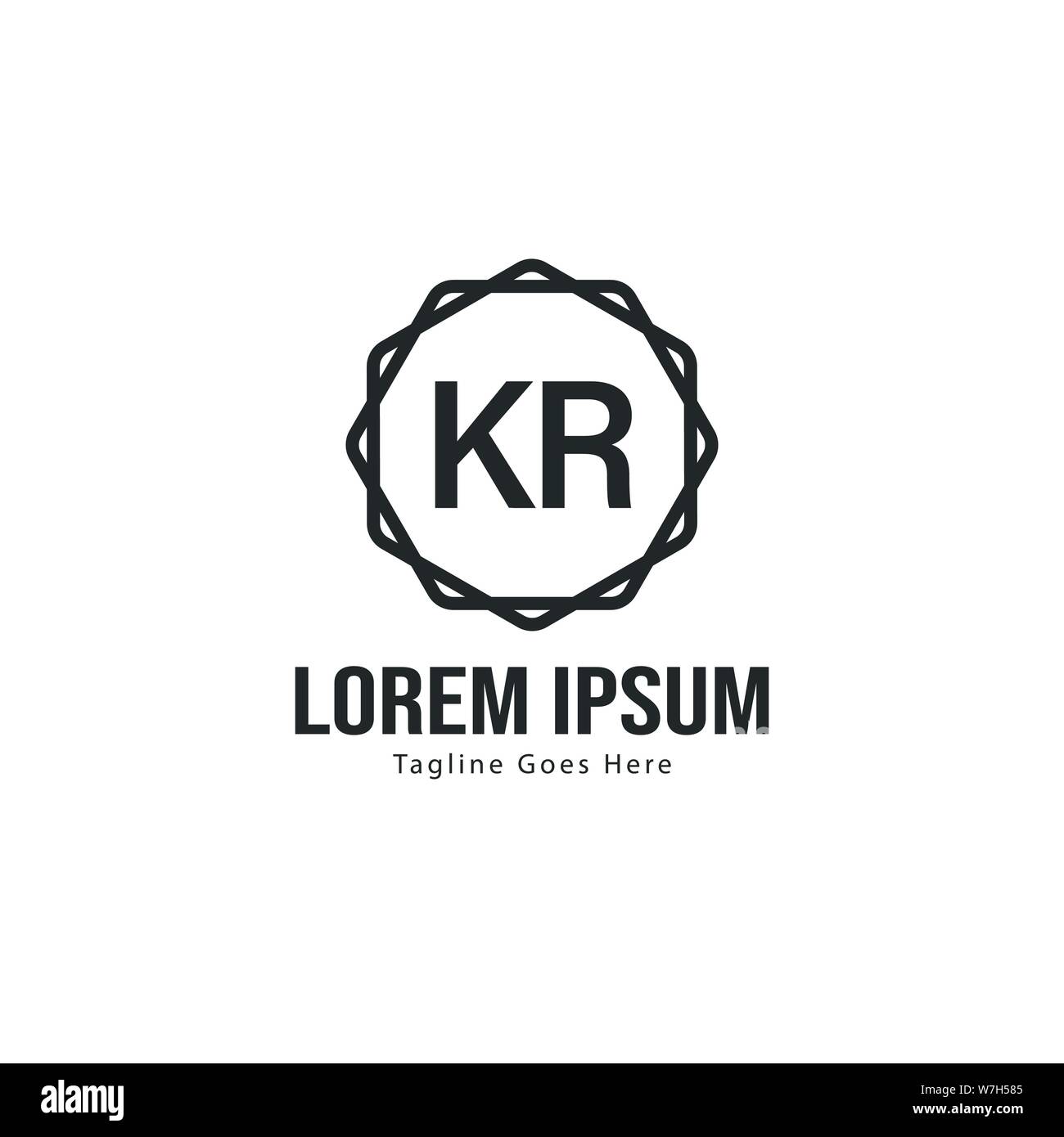 Initial KR logo template with modern frame. Minimalist KR letter logo vector illustration design Stock Vector
