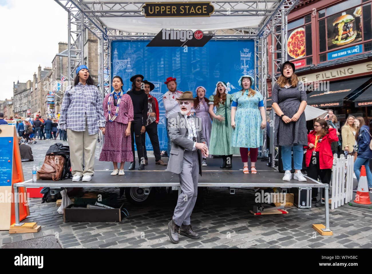 Edinburgh, Scotland, UK. 6th August, 2019. Direct from the American Frontier, the infamous Gravel Road Show presents Oklahoma USA, a world premiere cabaret featuring clown, dance, music, theatre and a twisted history all set in the Wild Wild West, on at Venue 53 Nicolson Street during the Edinburgh Fringe Festival. Credit: Skully/Alamy Live News Stock Photo