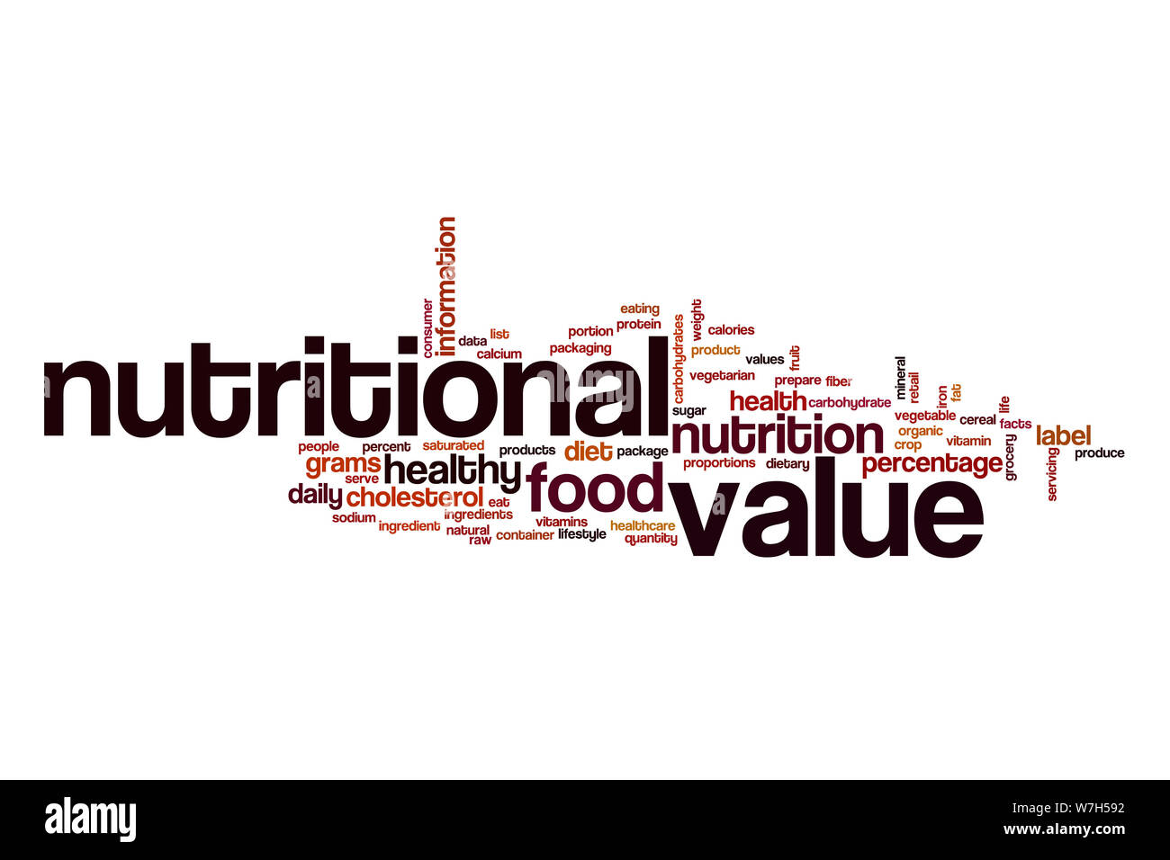 Nutritional value word cloud concept Stock Photo
