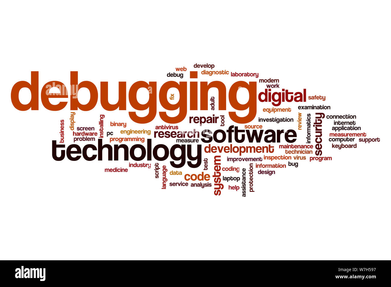 Debugging word cloud concept Stock Photo - Alamy