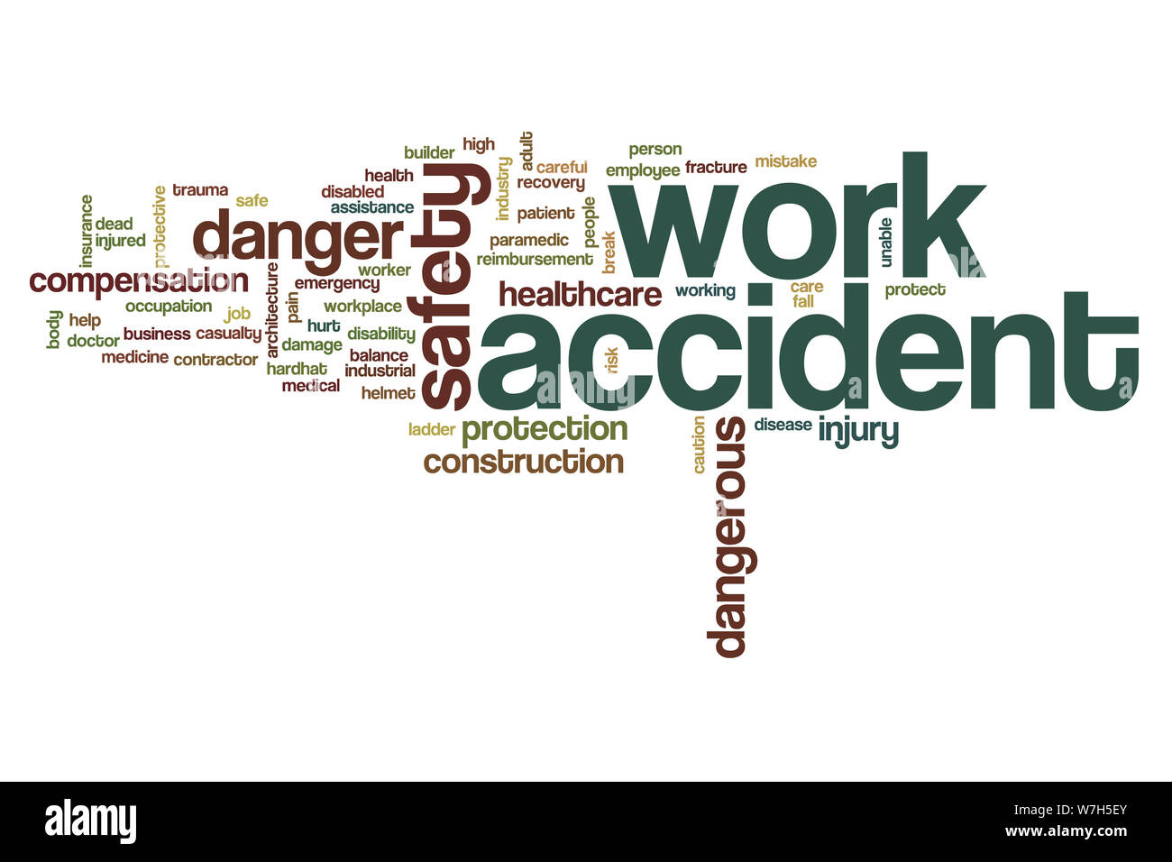 Work accident word cloud concept Stock Photo