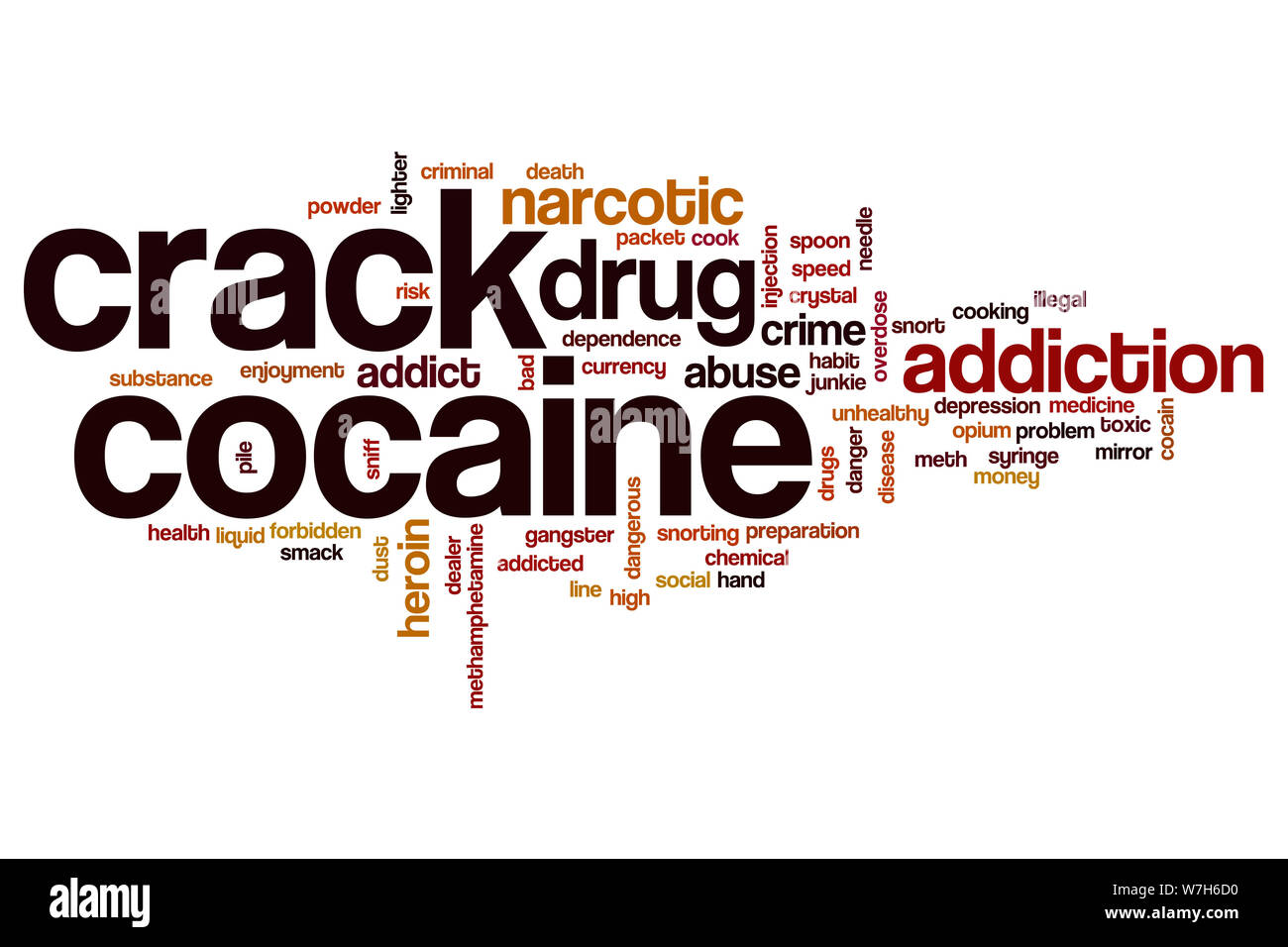 Crack cocaine word cloud concept Stock Photo