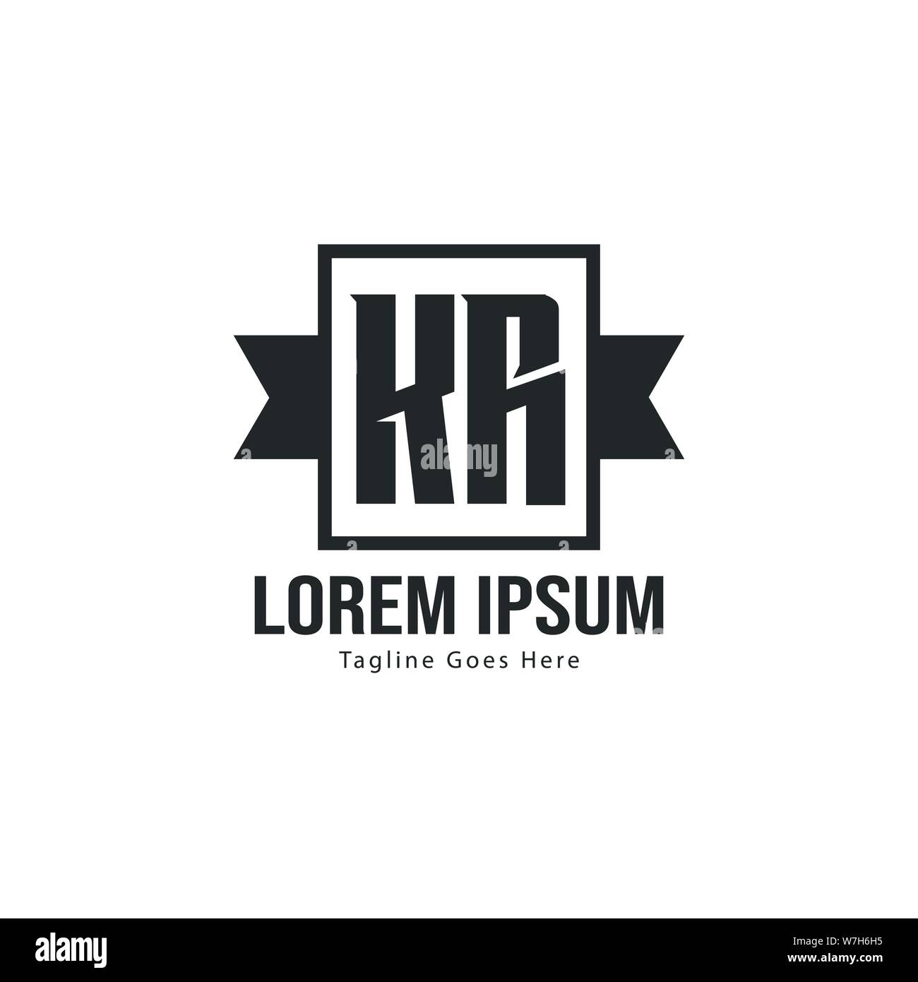Initial KR logo template with modern frame. Minimalist KR letter logo ...
