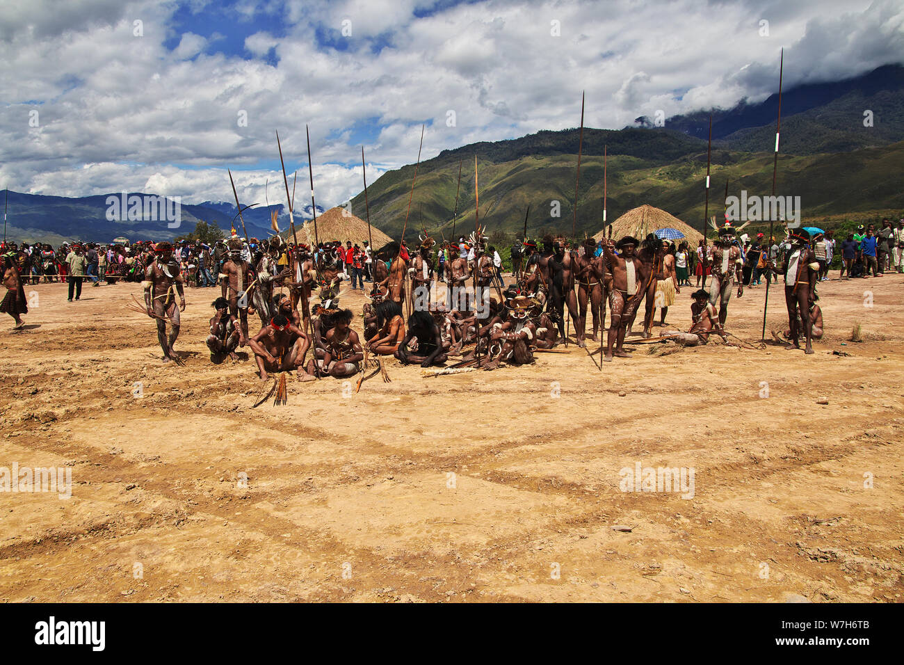 Wamena/Papua, Indonesia - 08 Aug 2016. National festival of local tribes in Wamena city, Papua Stock Photo