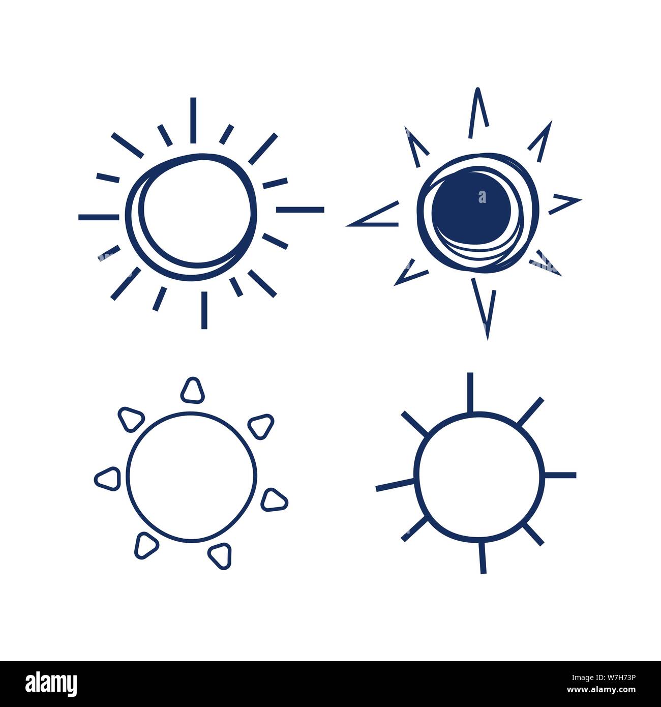 Hand drawn doodle sun symbols vector logo set image design Stock Vector