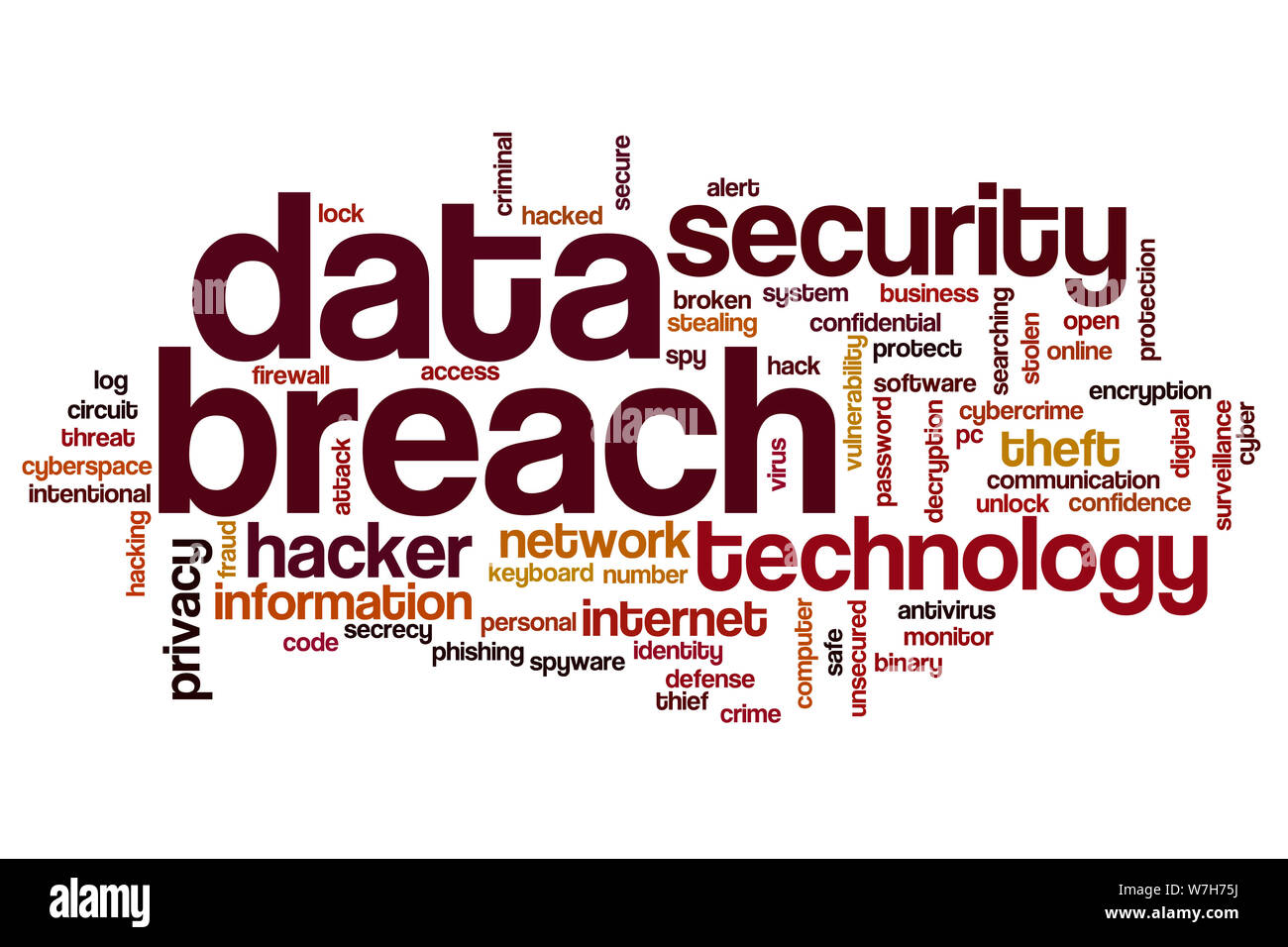 Data breach word cloud concept Stock Photo