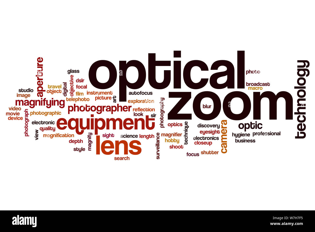 Optical zoom word cloud concept Stock Photo Alamy