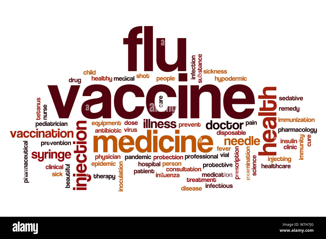 Flu vaccine word cloud concept Stock Photo