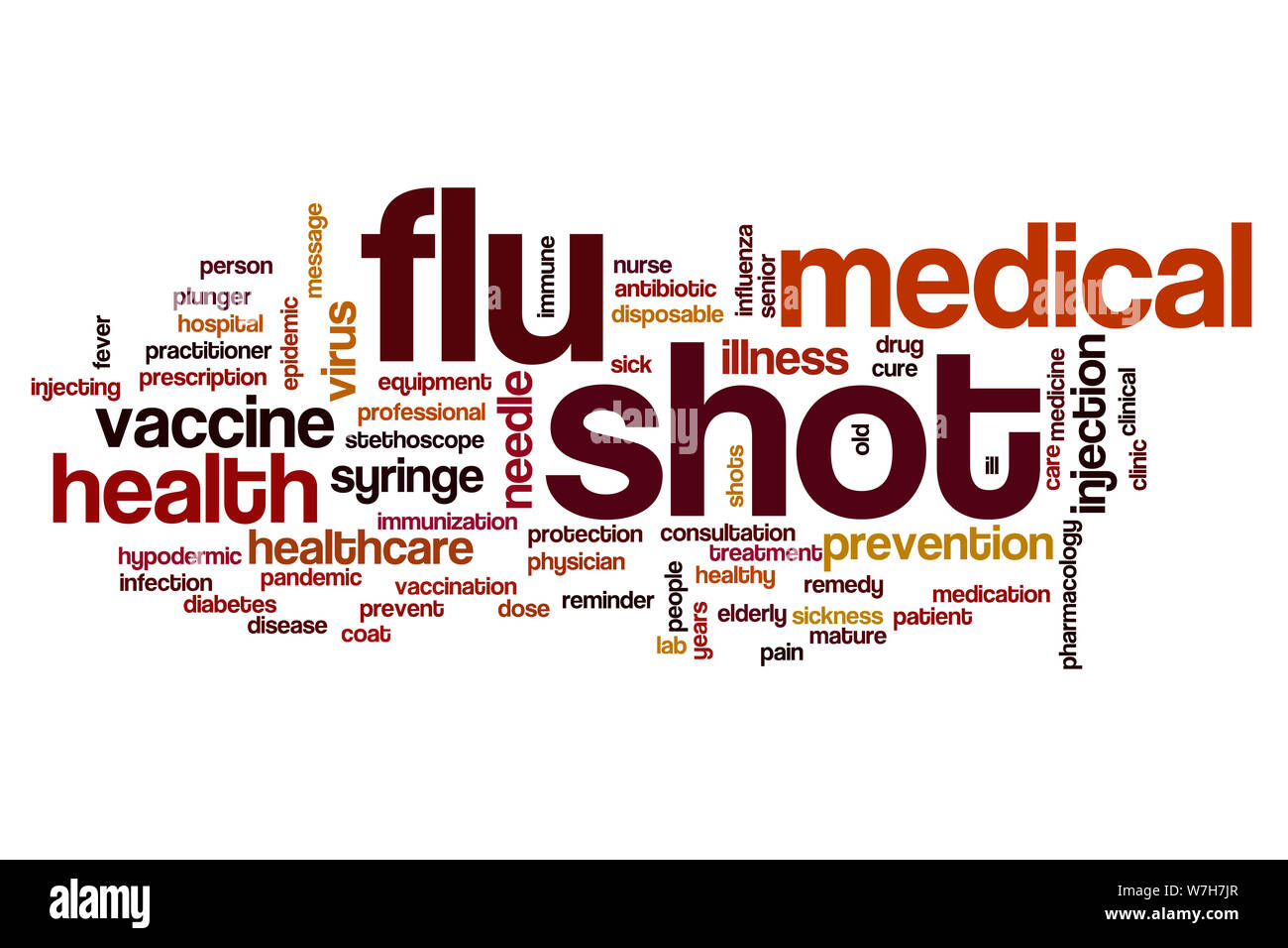 Flu shot word cloud concept Stock Photo