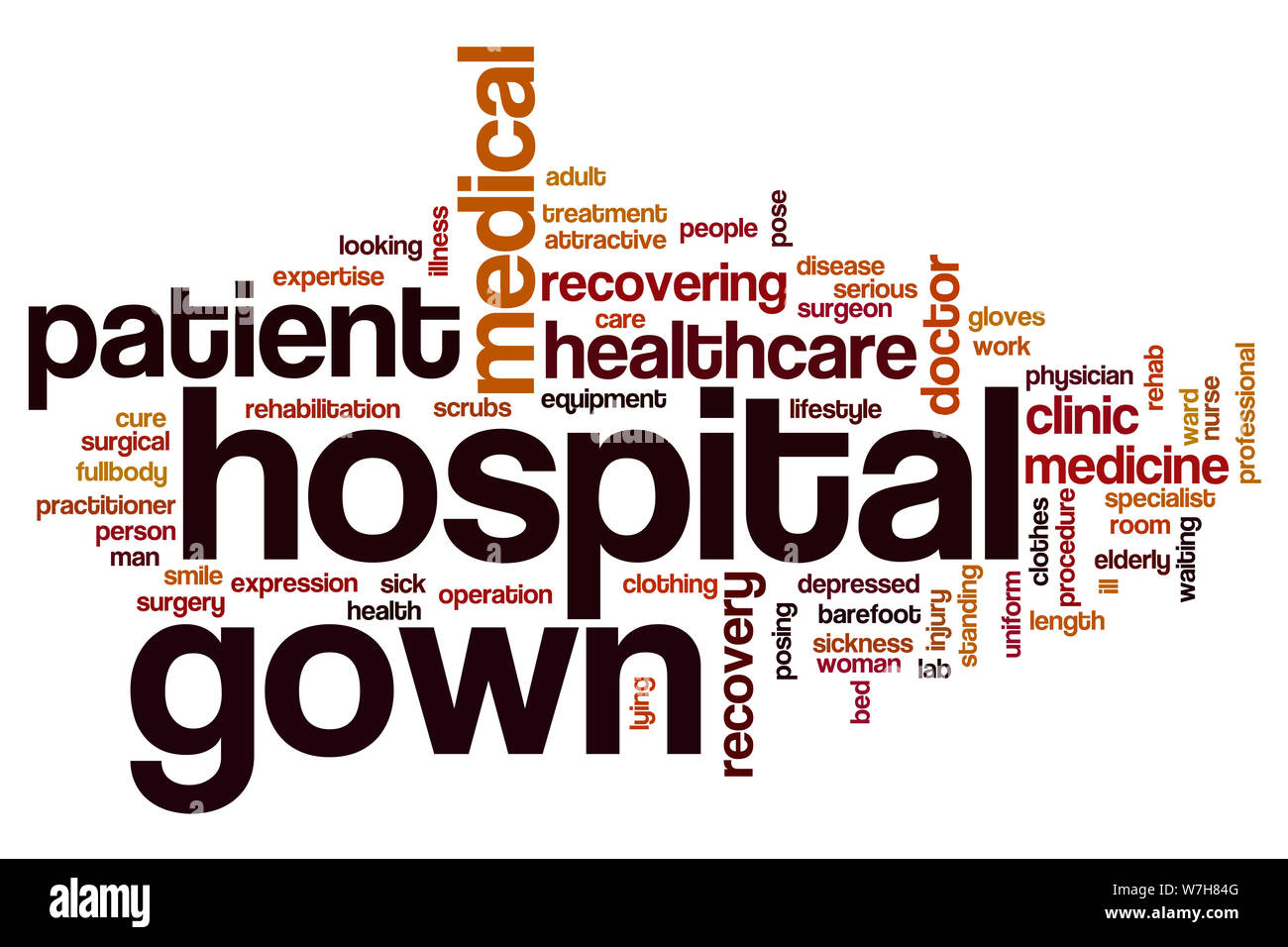 Hospital gown word cloud concept Stock Photo