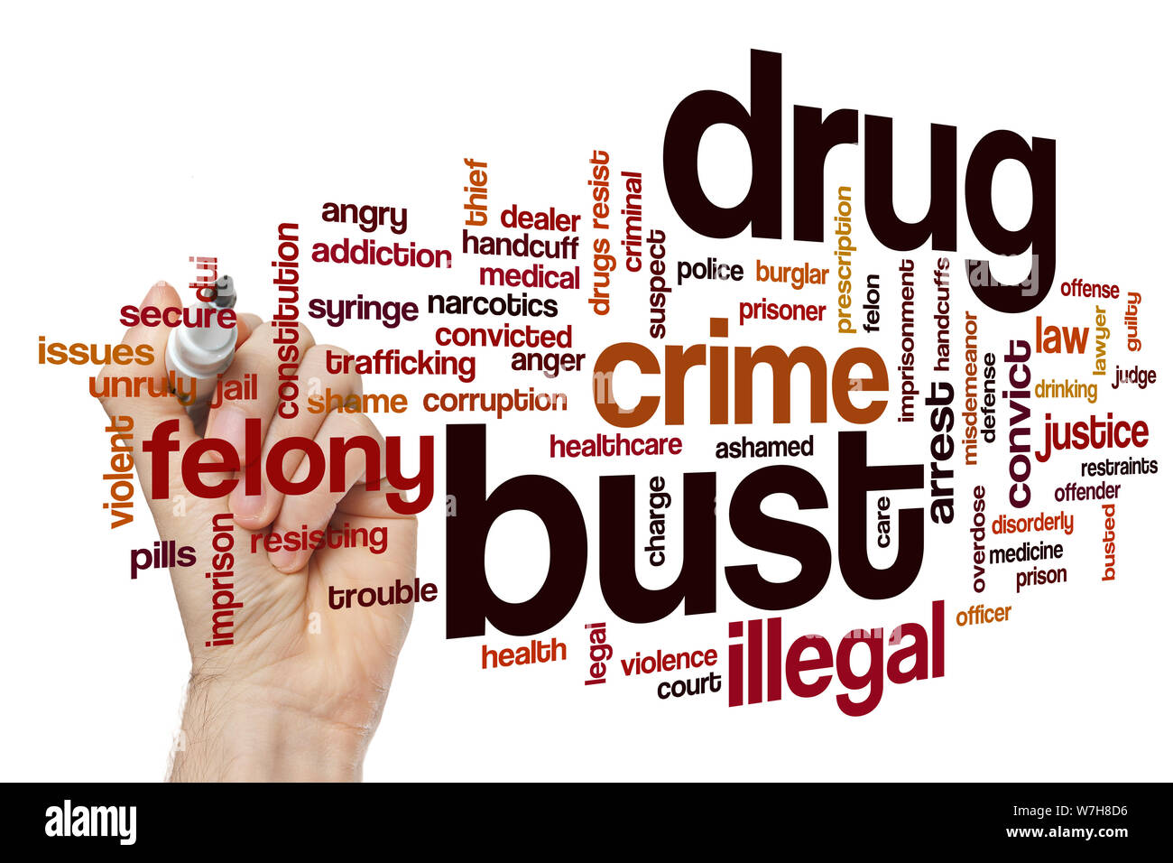 Drug bust word cloud concept Stock Photo Alamy