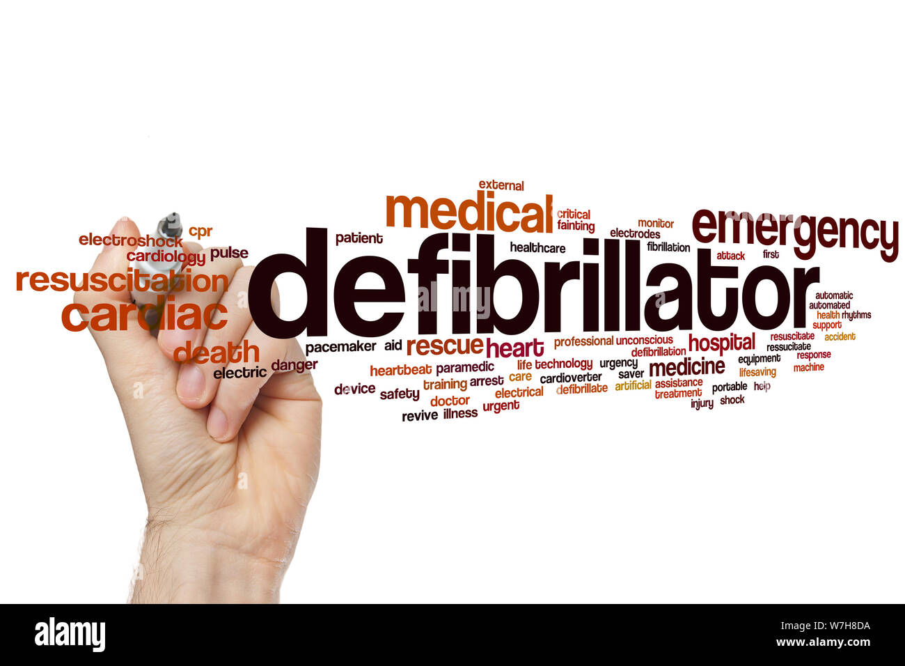 Defibrillator word cloud concept Stock Photo Alamy