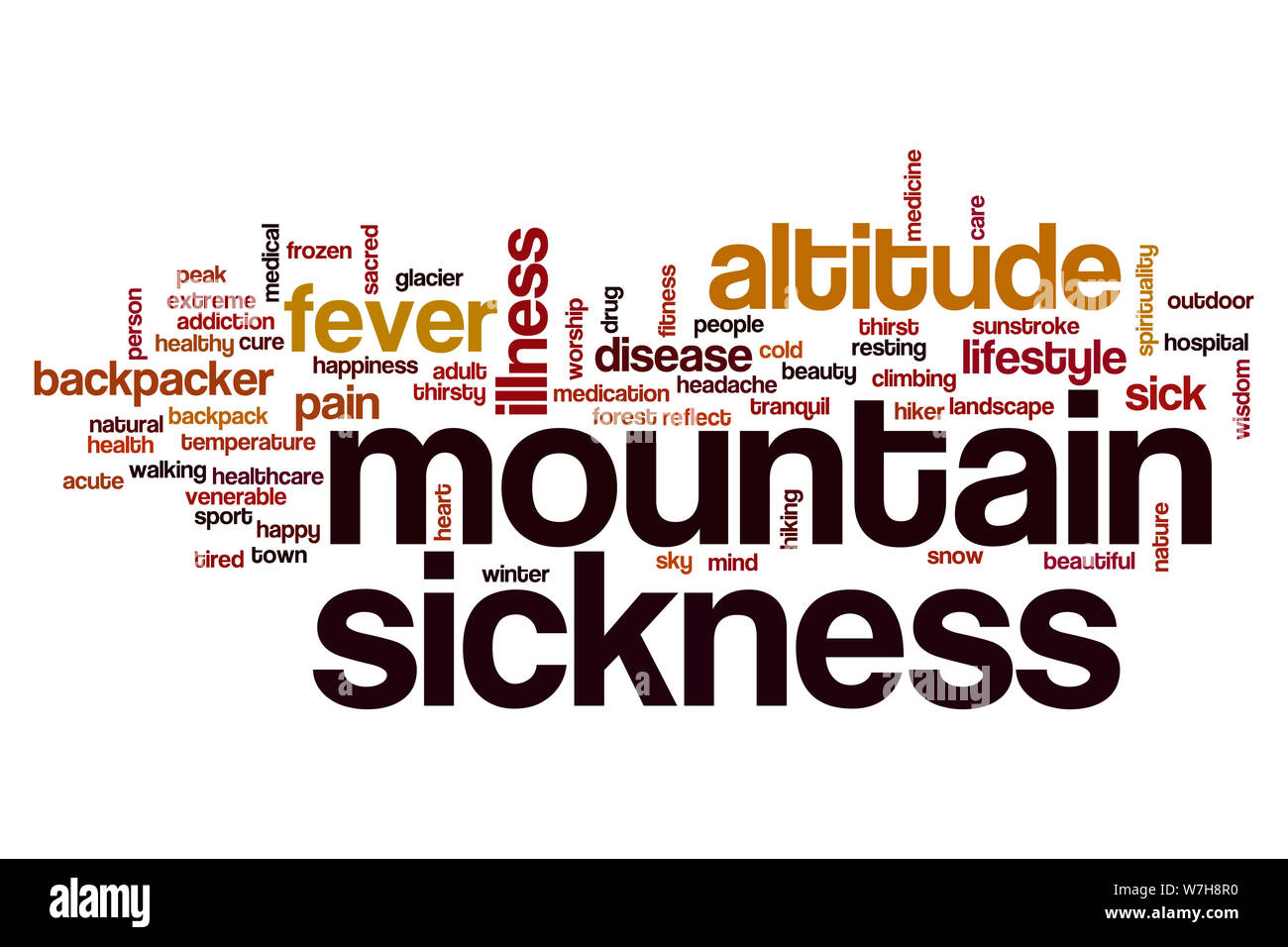 Mountain sickness word cloud concept Stock Photo