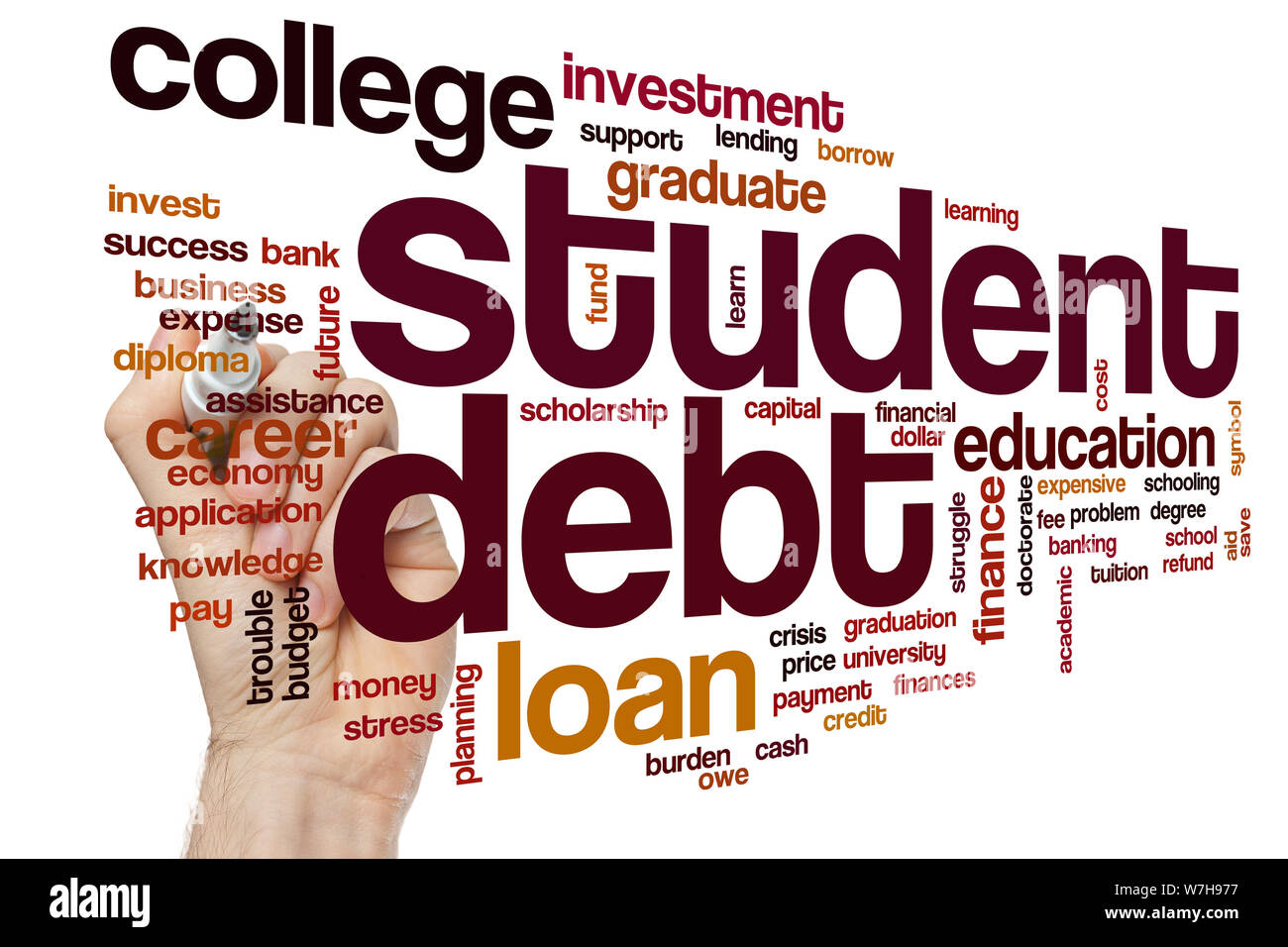 Student debt word cloud concept Stock Photo