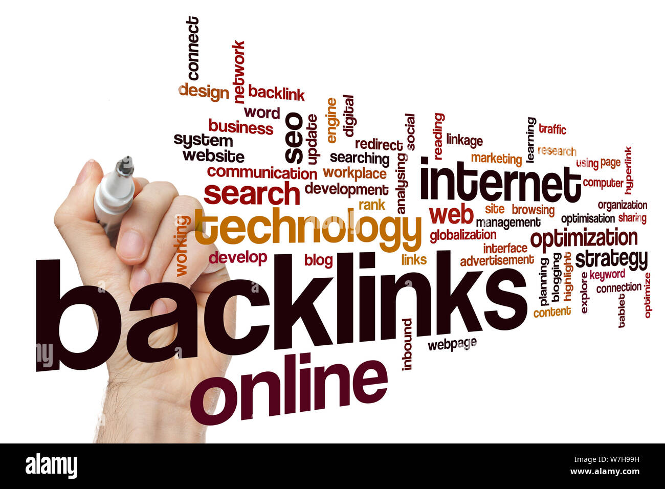 Backlinks word cloud Stock Photo