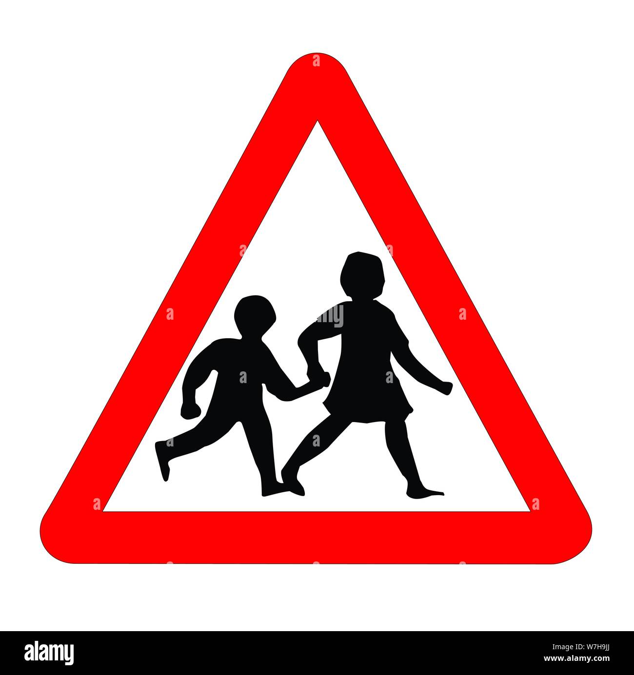 The traditional 'children' traffic sign isolated on a white background. Stock Vector