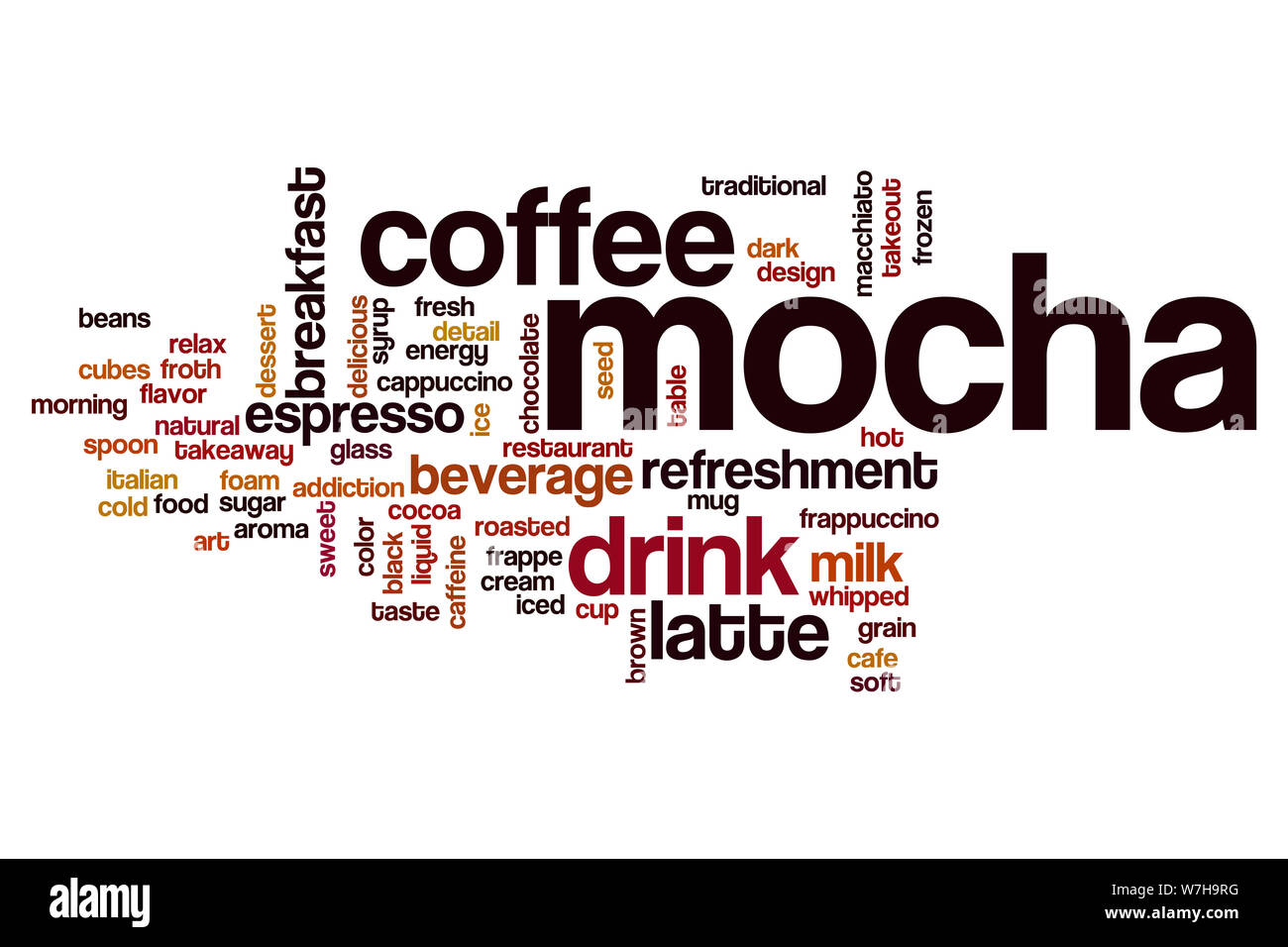 Mocha word cloud concept Stock Photo Alamy