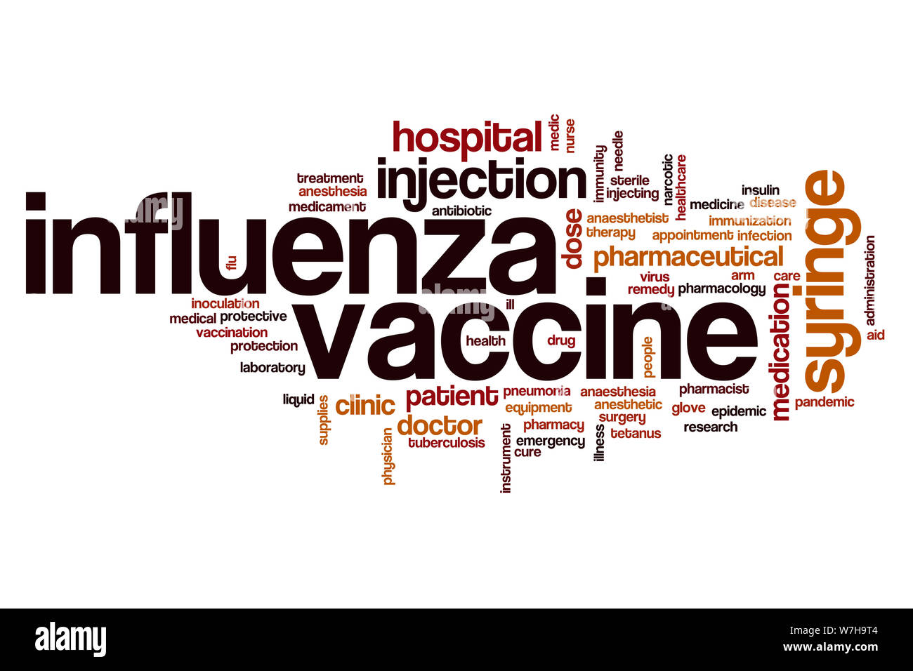 Influenza vaccine word cloud concept Stock Photo