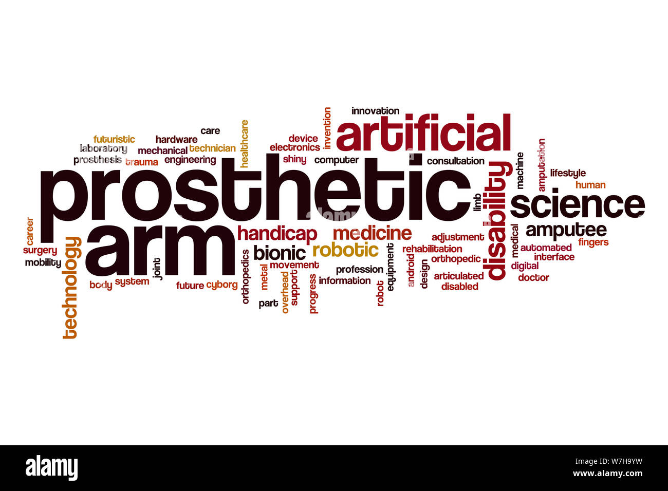 Prosthetic arm word cloud concept Stock Photo