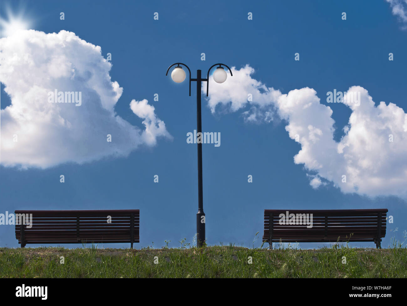 Outdoor countryside landscape with blue sky and clouds Stock Photo - Alamy