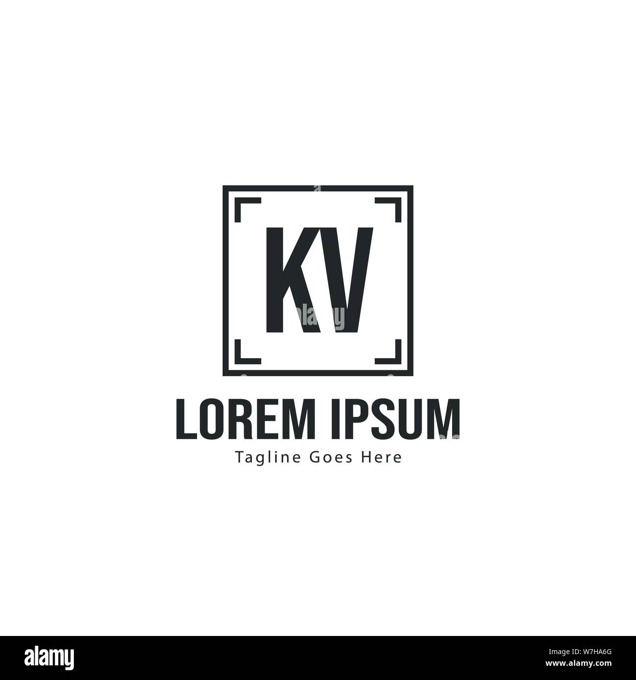 Initial KV logo template with modern frame. Minimalist KV letter logo ...