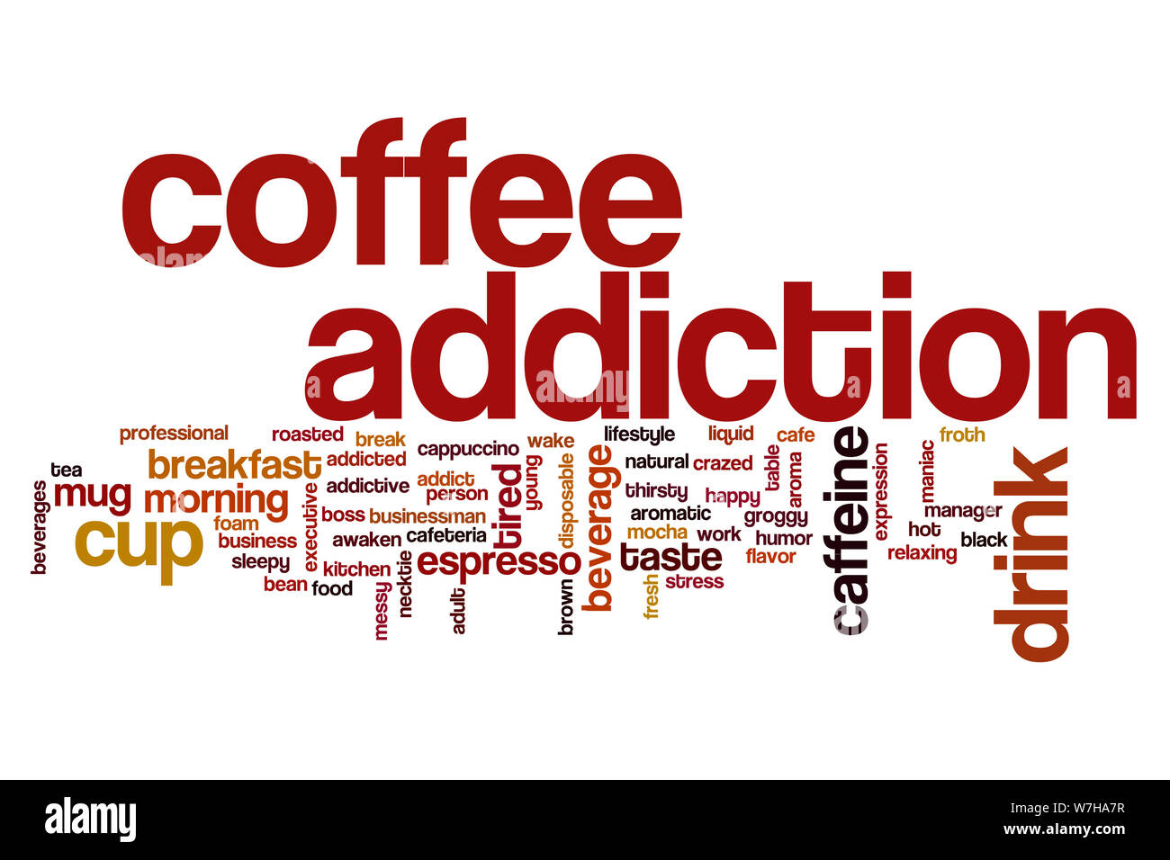 Coffee addiction word cloud concept Stock Photo Alamy