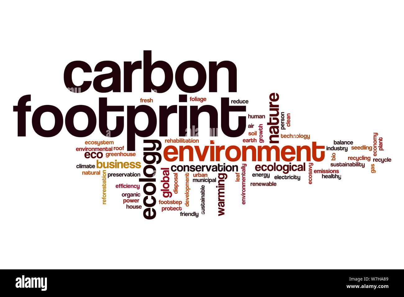 Carbon footprint word cloud concept Stock Photo